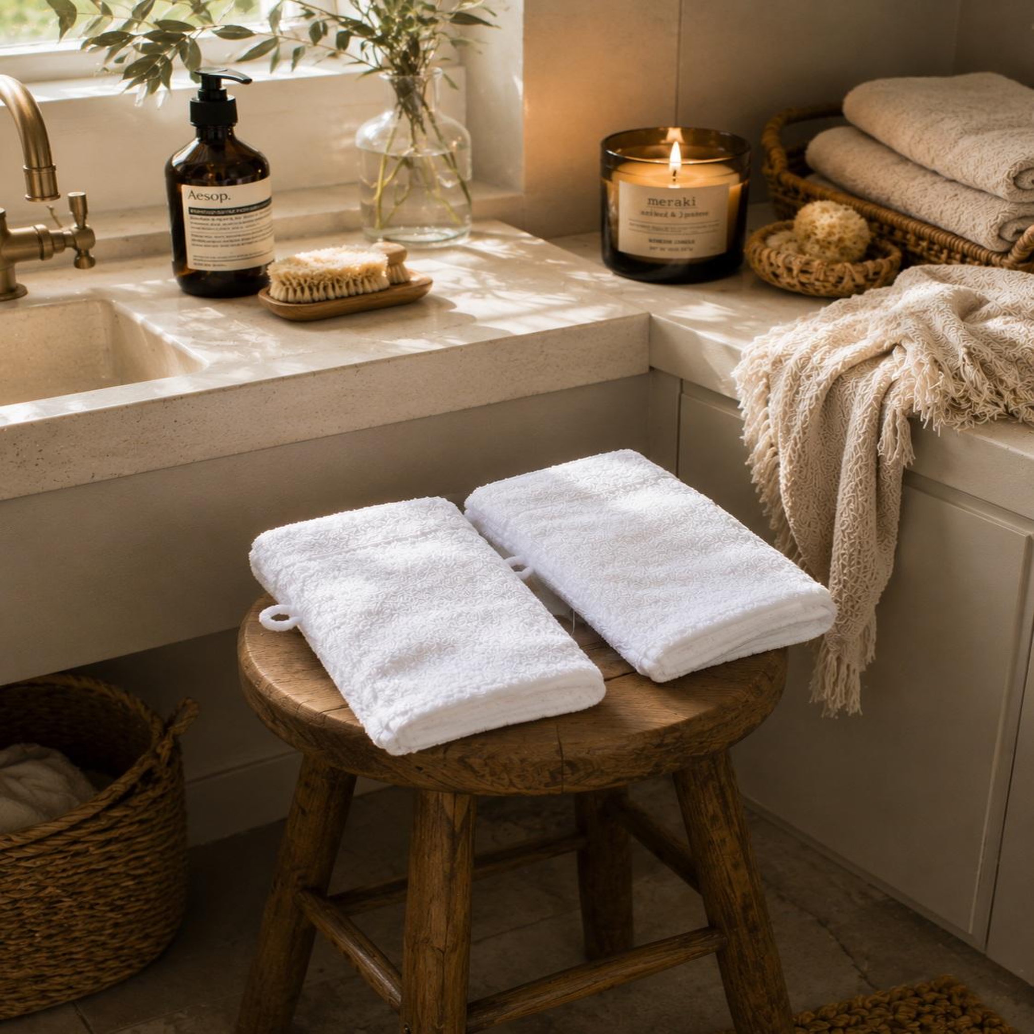 Voir la diapositive 6 : Eden Lot de 2 gants de toilette lilas