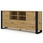 Voir la diapositive 1 : BEST MOBILIER Pedro - buffet bas - effet bois et noir - 188 cm