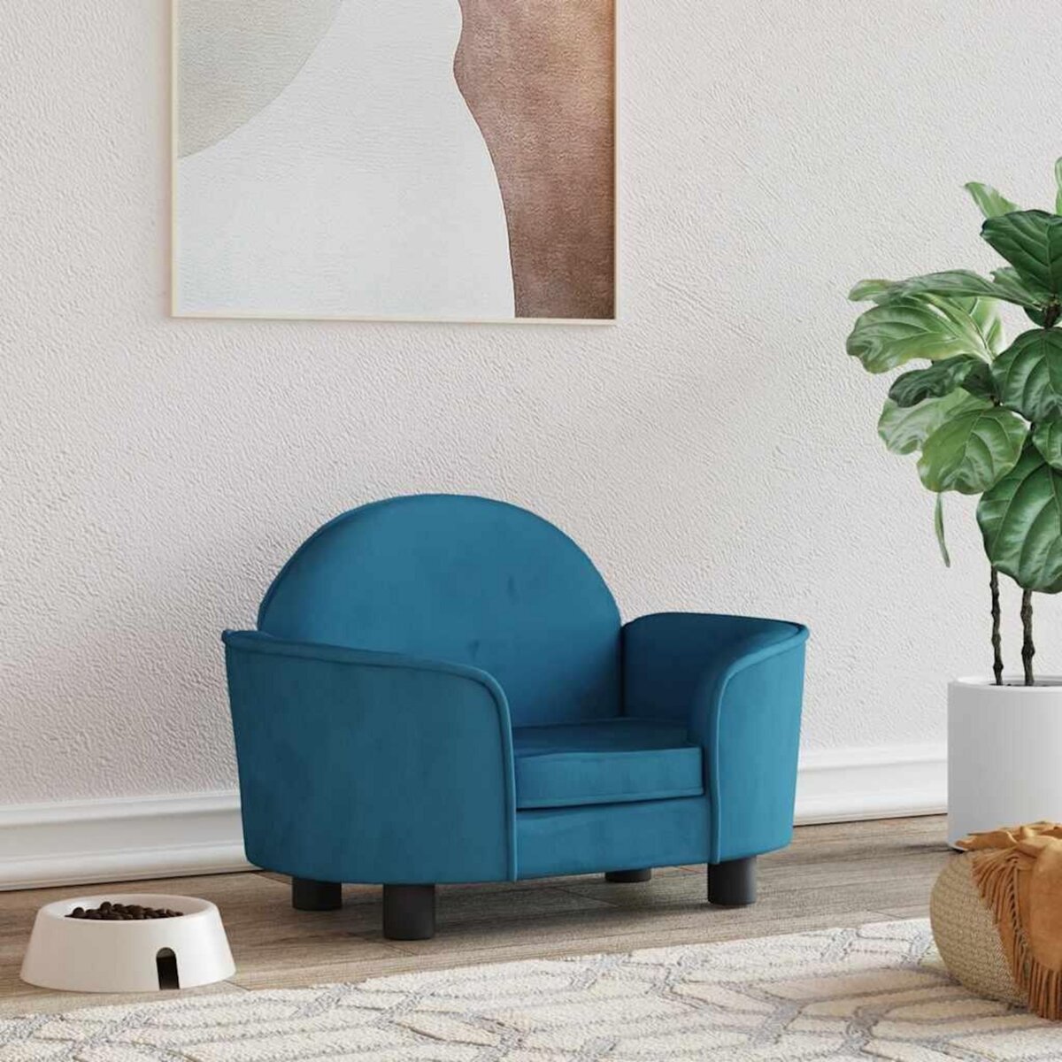 VIDAXL Lit pour chien bleu 66x40x45 cm velours