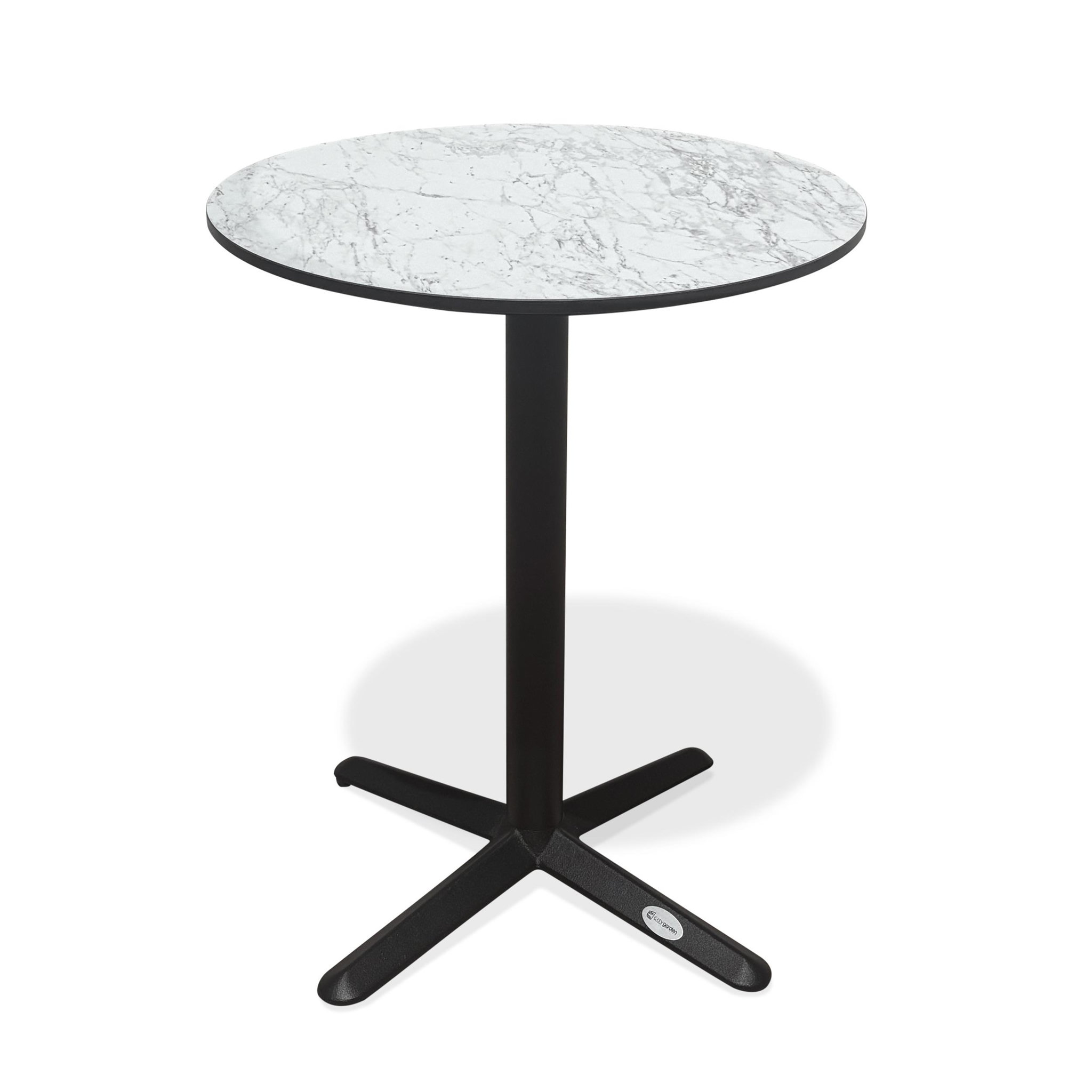 DCB GARDEN Table ronde de jardin en acier et plateau HPL (2 places)