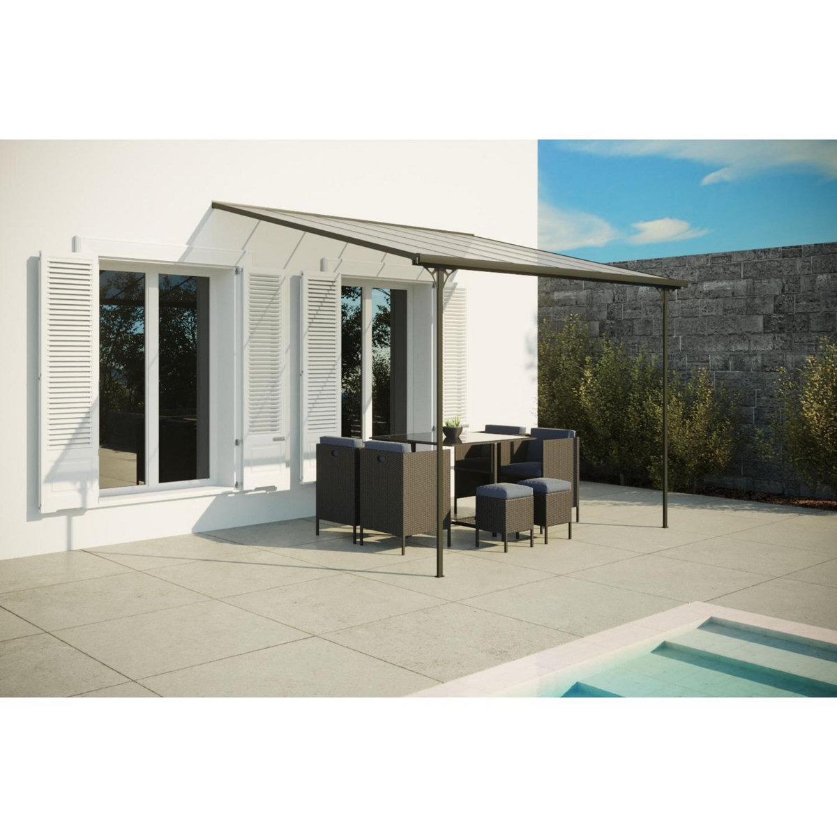 CONCEPT USINE Tonnelle murale 9,56 m² en aluminium FERRATO