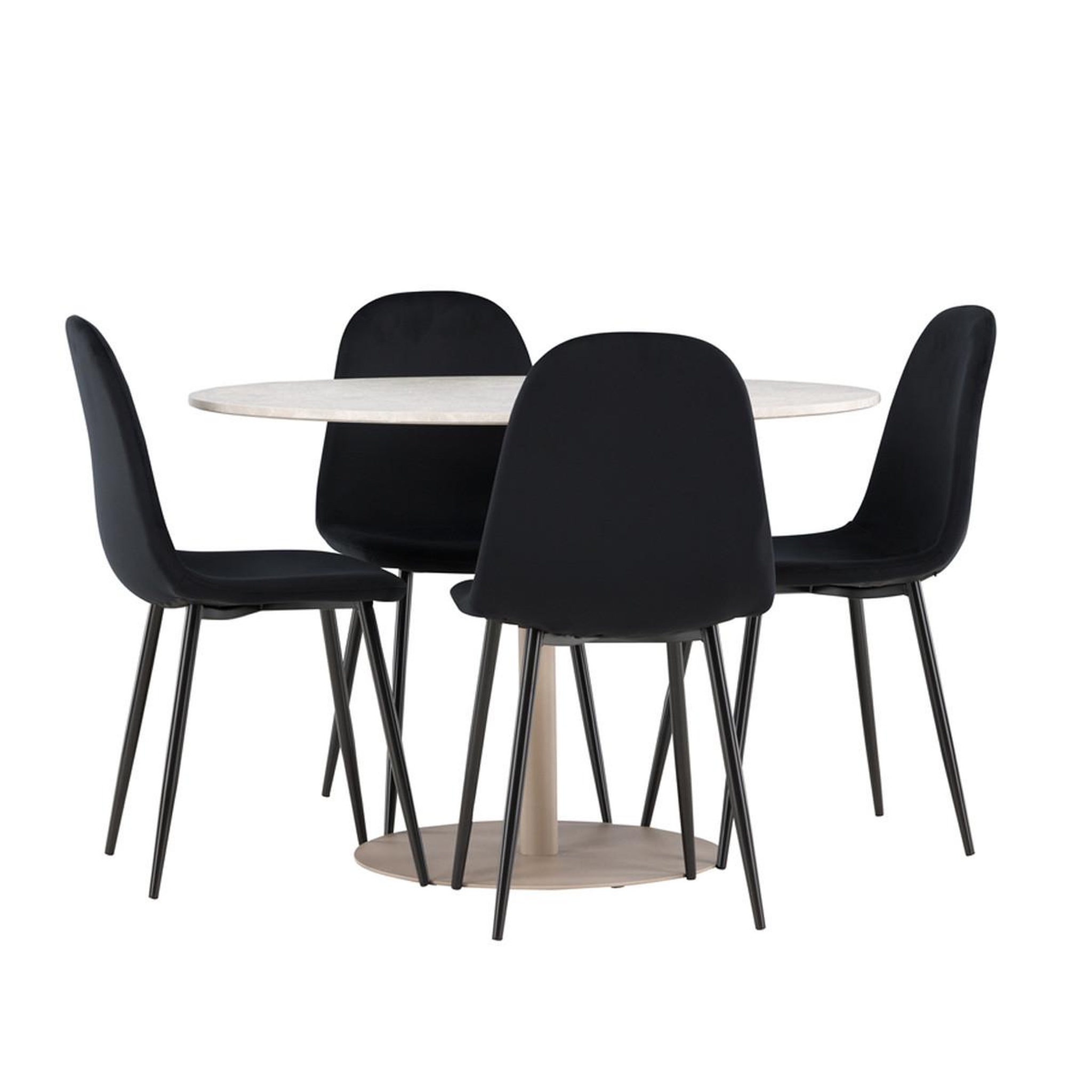 Paris Prix Ensemble table à manger & 4 chaises  lycke & polar  110cm beige & noir