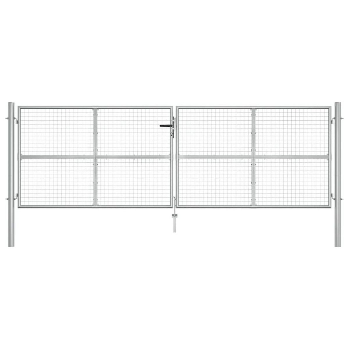 VIDAXL Portail de jardin en acier galvanise 415 x 125 cm Argent