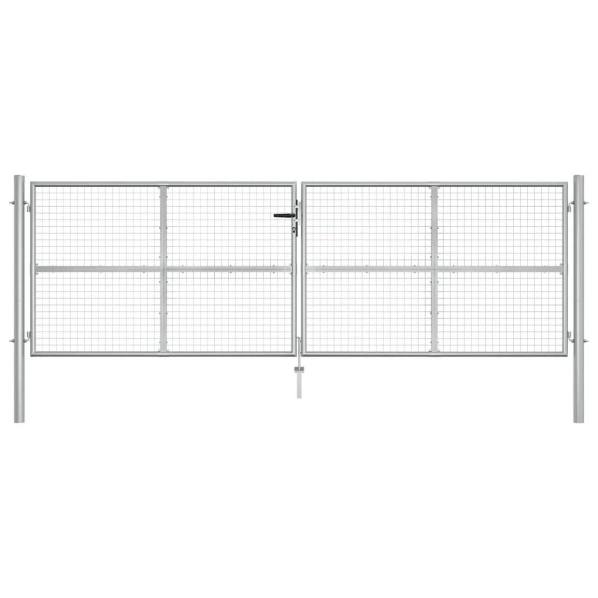 VIDAXL Portail de jardin en acier galvanise 415 x 125 cm Argent