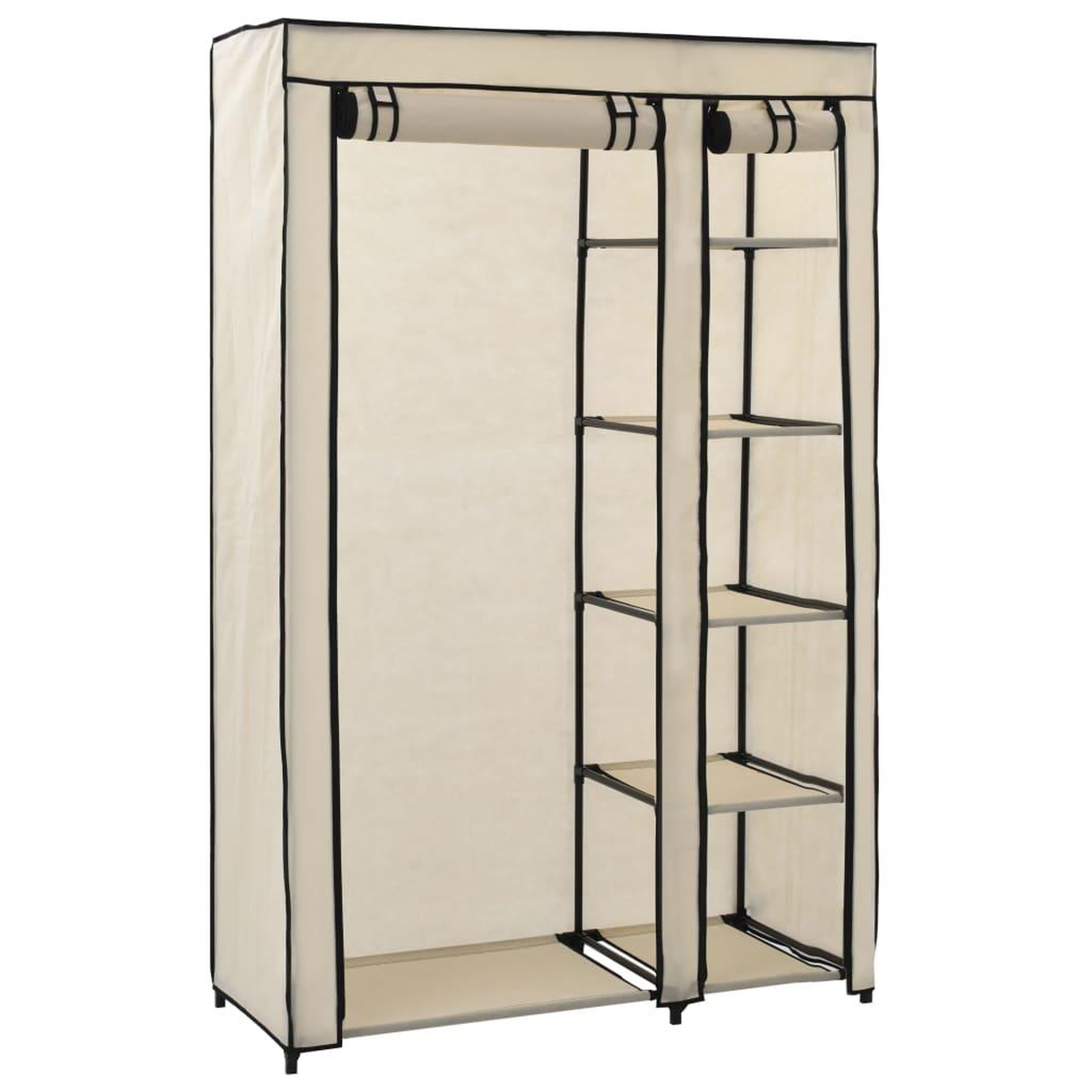Voir la diapositive 5 : VIDAXL Garde-robes pliables 2 pcs Creme 110x45x175 cm Tissu