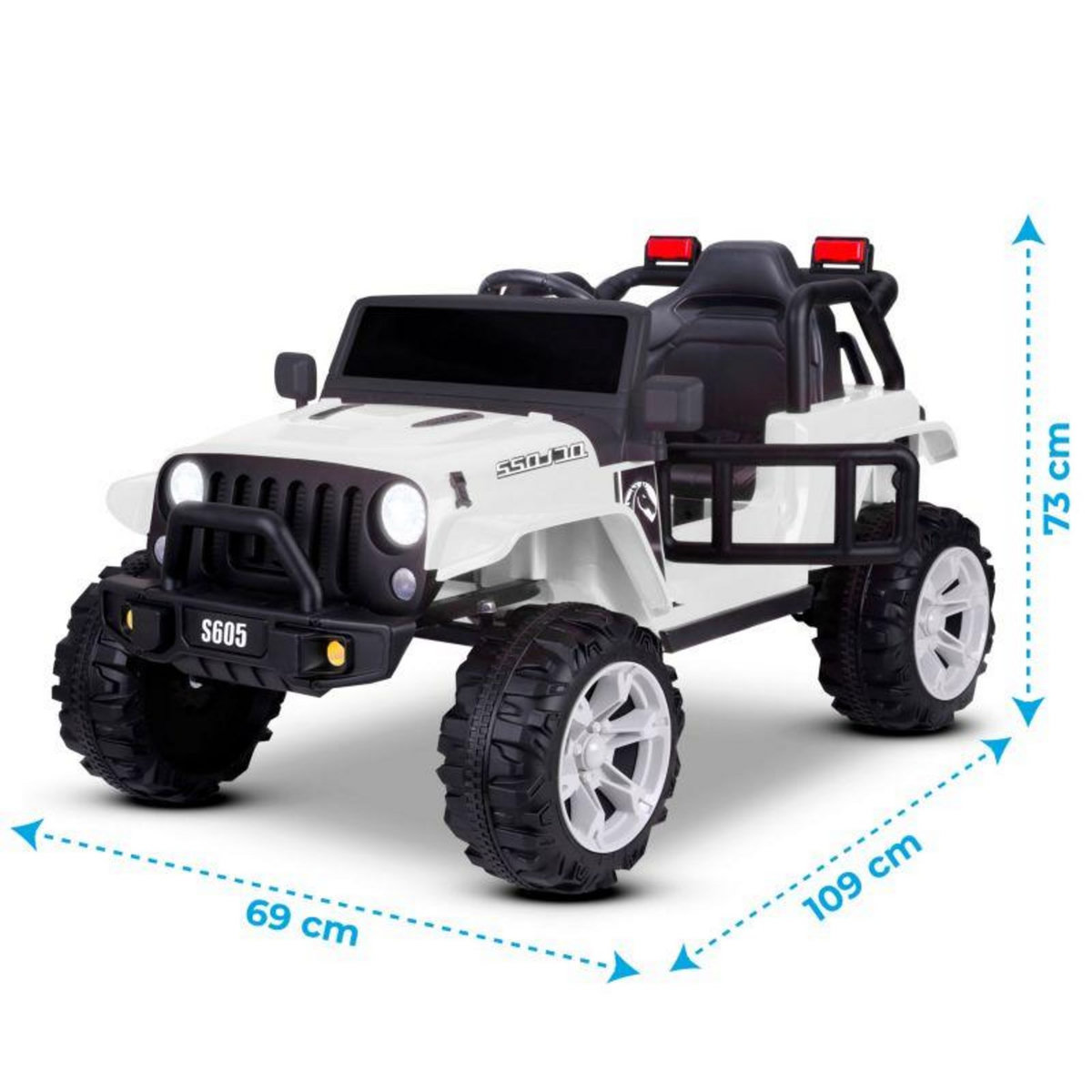 PLAY4FUN Voiture électrique 4x4 tout-terrain pour enfant 2x 40W - marche AV/AR, Phares et Système audio