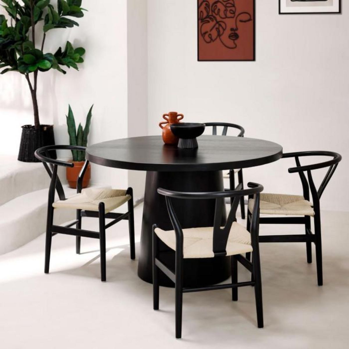 ATMOSPHERA Table à Manger en Bois  Boki  120cm Noir