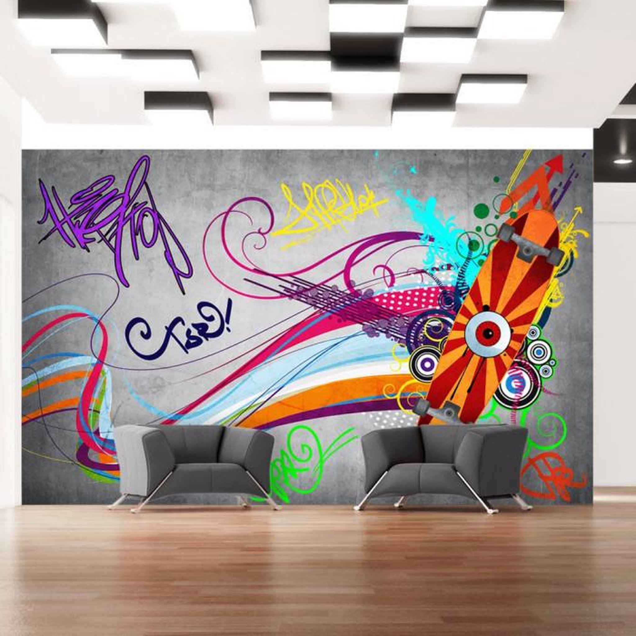 Paris Prix Papier Peint  Skateboard. Coloris disponibles : Multicolore