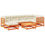 Voir la diapositive 2 : VIDAXL Salon de jardin 7 pcs avec coussins cire marron bois pin massif