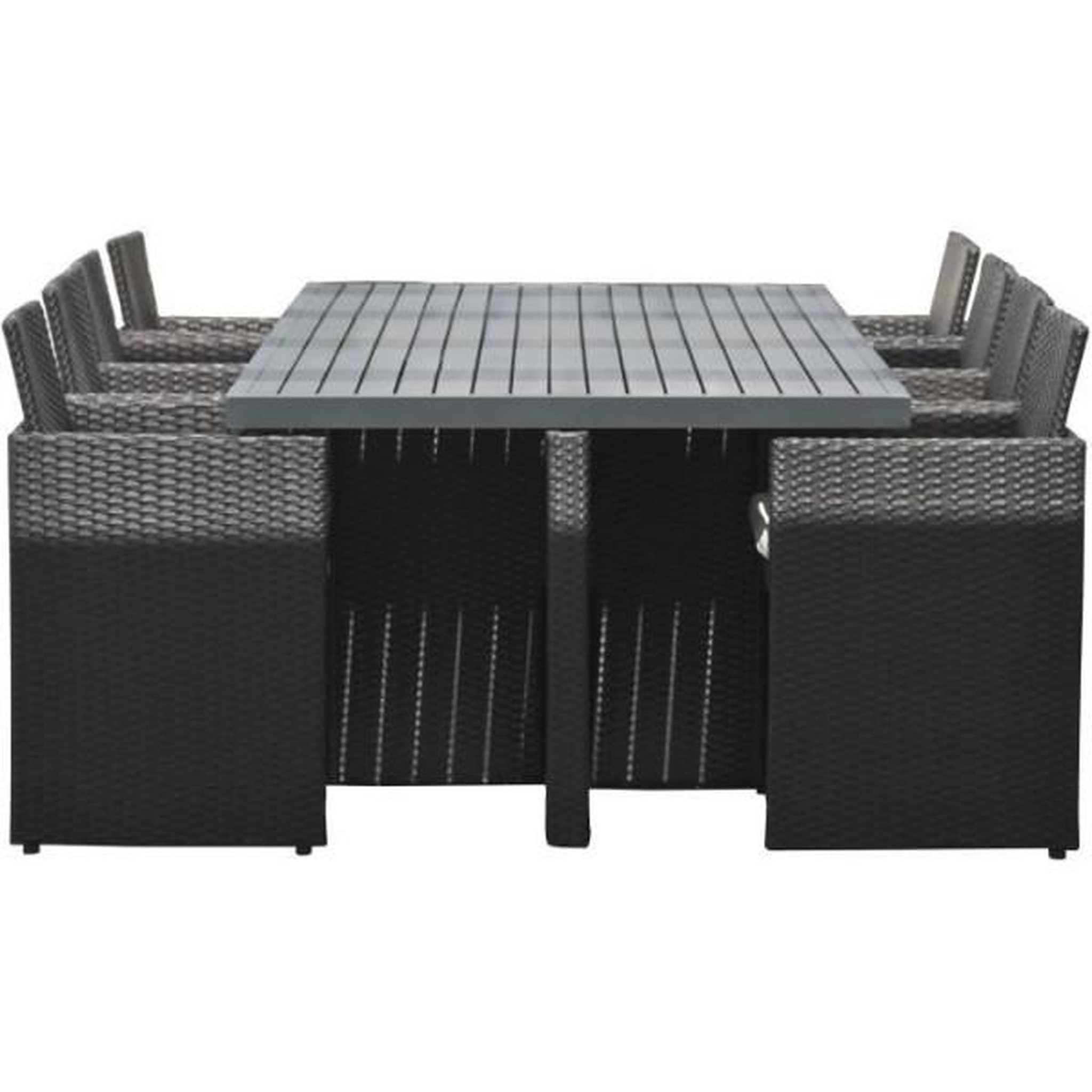 Voir la diapositive 1 : DCB GARDEN Ensemble repas de jardin encastrable - Noir - Résine tressée et plateau aluminium - 8 places - PVC-8-ALU-N - DCB GARDEN