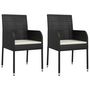 Voir la diapositive 2 : VIDAXL Chaises de jardin lot de 2 avec coussins Resine tressee Noir