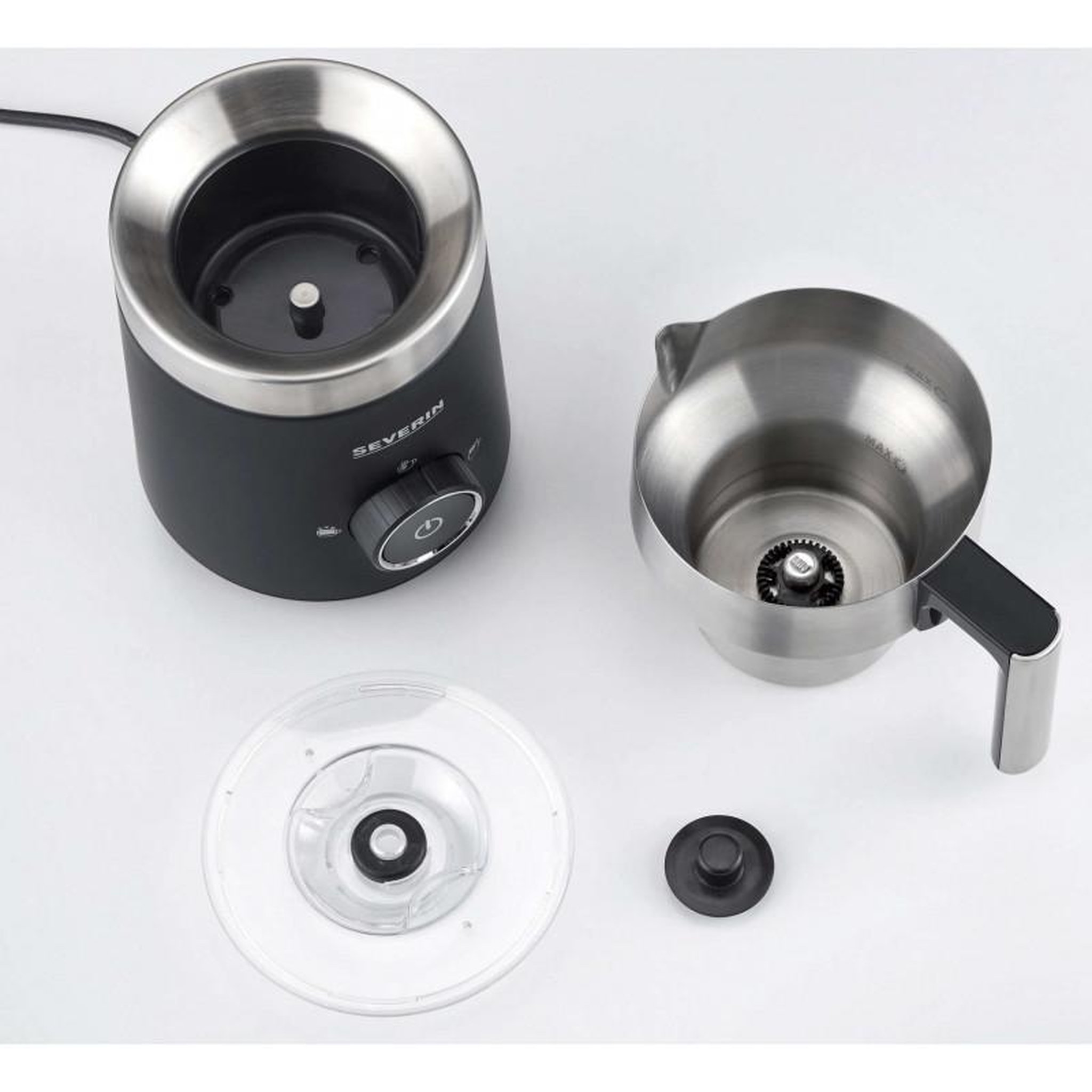 Voir la diapositive 3 : SEVERIN Emulsionneur de lait 500w 0.5l inox/noir - sm3585