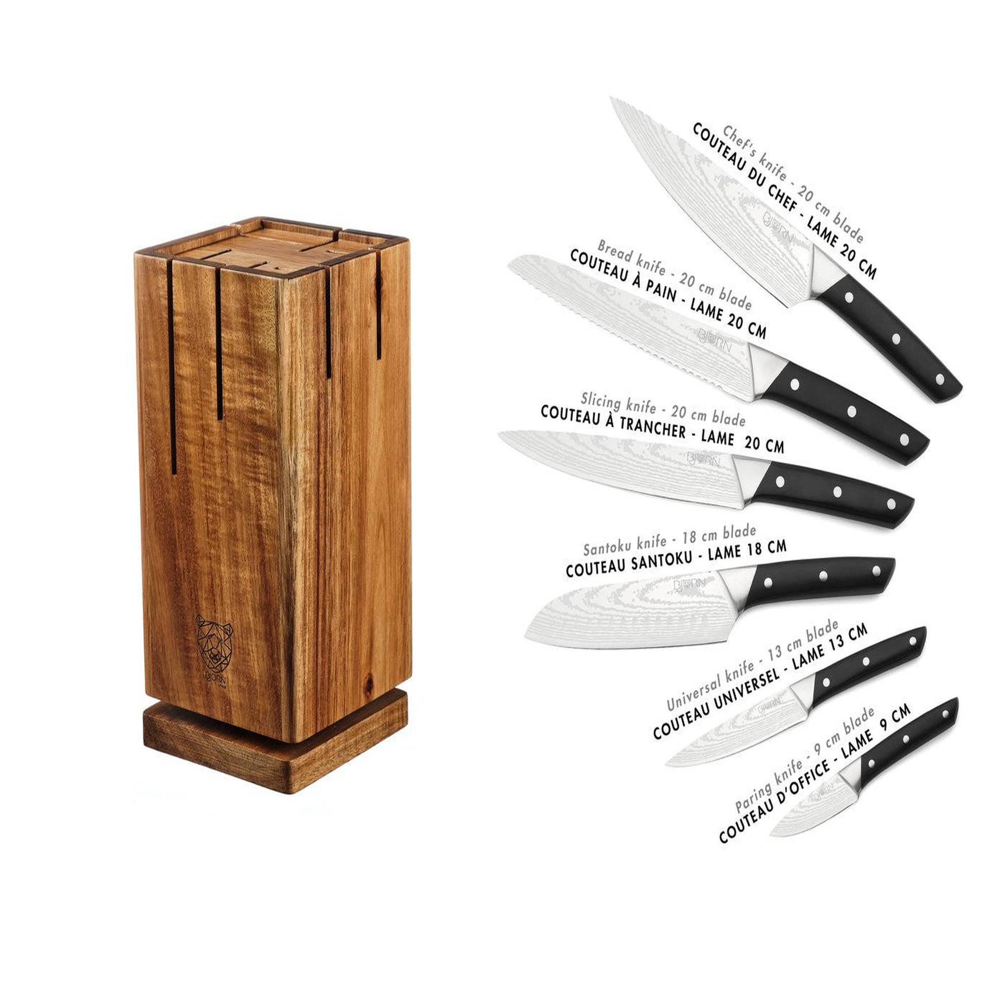 Voir la diapositive 3 : BJORN Bloc couteaux de cuisine ERLING SKAGEN - 7 pièces