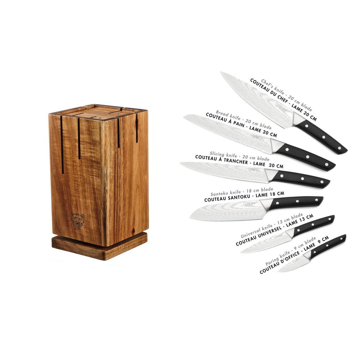 BJORN Bloc couteaux de cuisine ERLING SKAGEN - 7 pièces