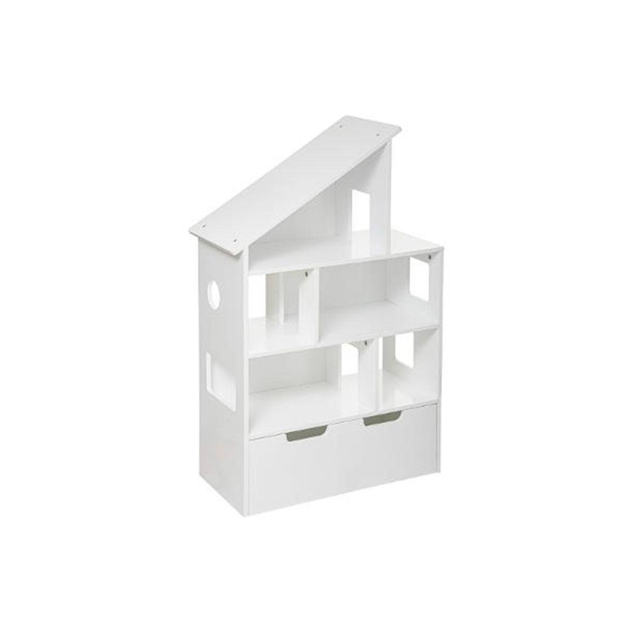 Voir la diapositive 1 : Atmosphera Kids Étagère & coffre à roulettes  maison  103cm blanc