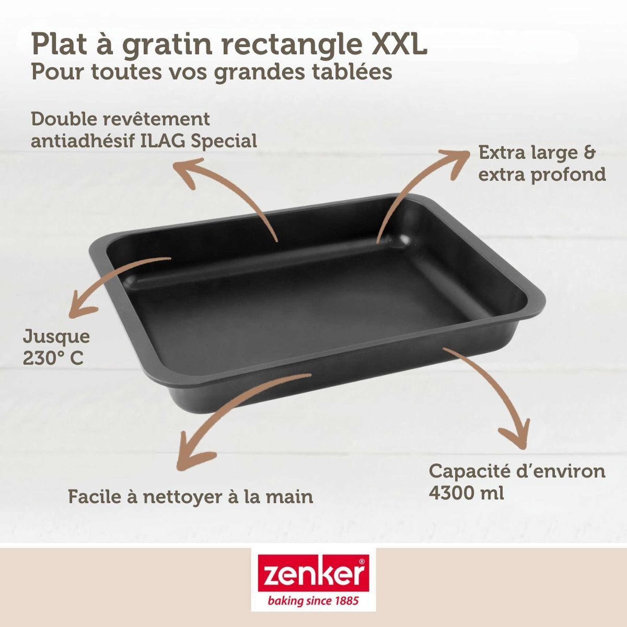 Voir la diapositive 4 : ZENKER Plat à four xxl 40 x 29 x 6 cm zenker special cooking