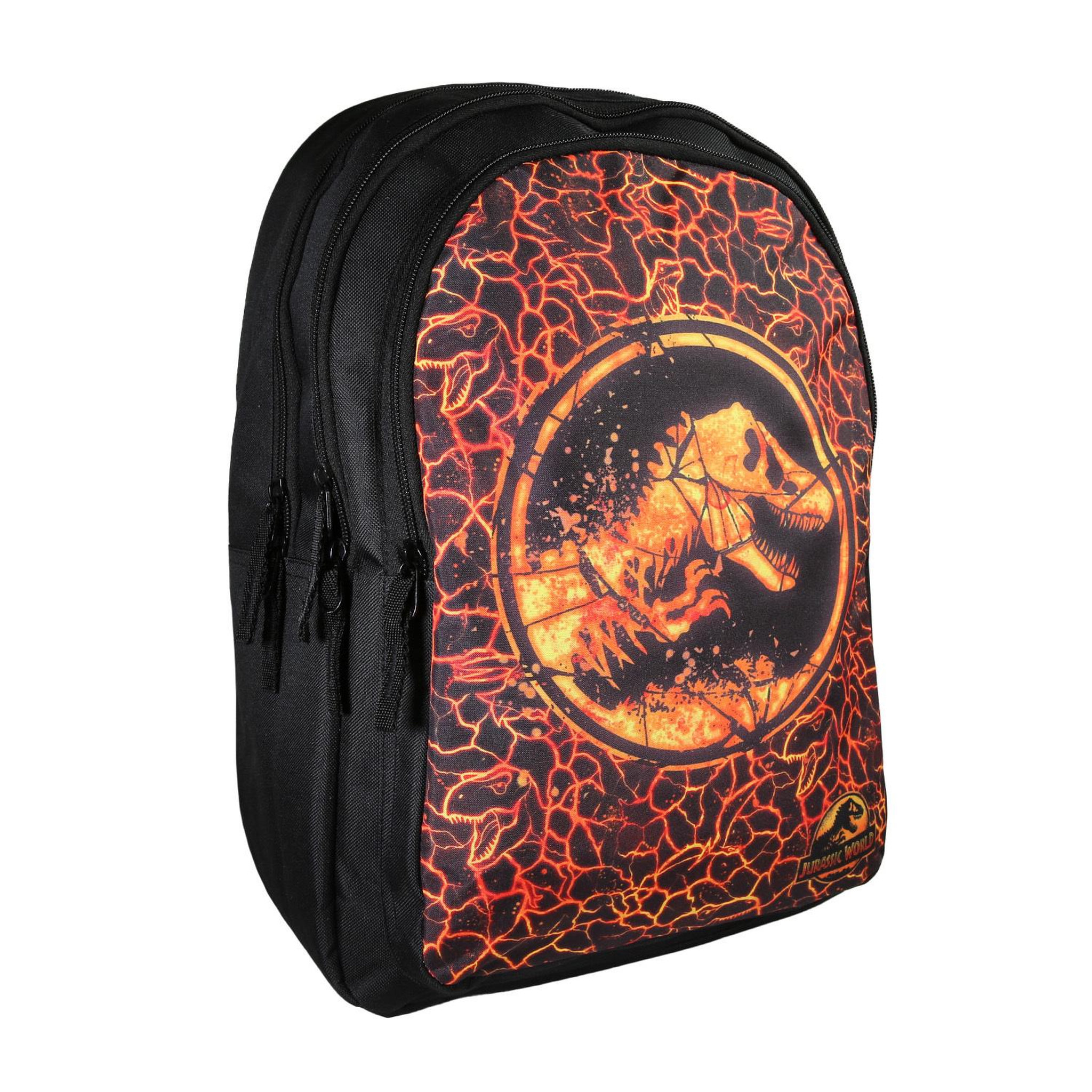 Voir la diapositive 2 : Bagtrotter Bagtrotter - Jurassic World - Sac à Dos Scolaire - Noir - 2 Compartiments Zippés - 1 Poche Zippée - 32x16x46cm - Bretelles Matelassées - Dos Matelassé - Matière Polyester - Sac à Dos Scolaire Primaire