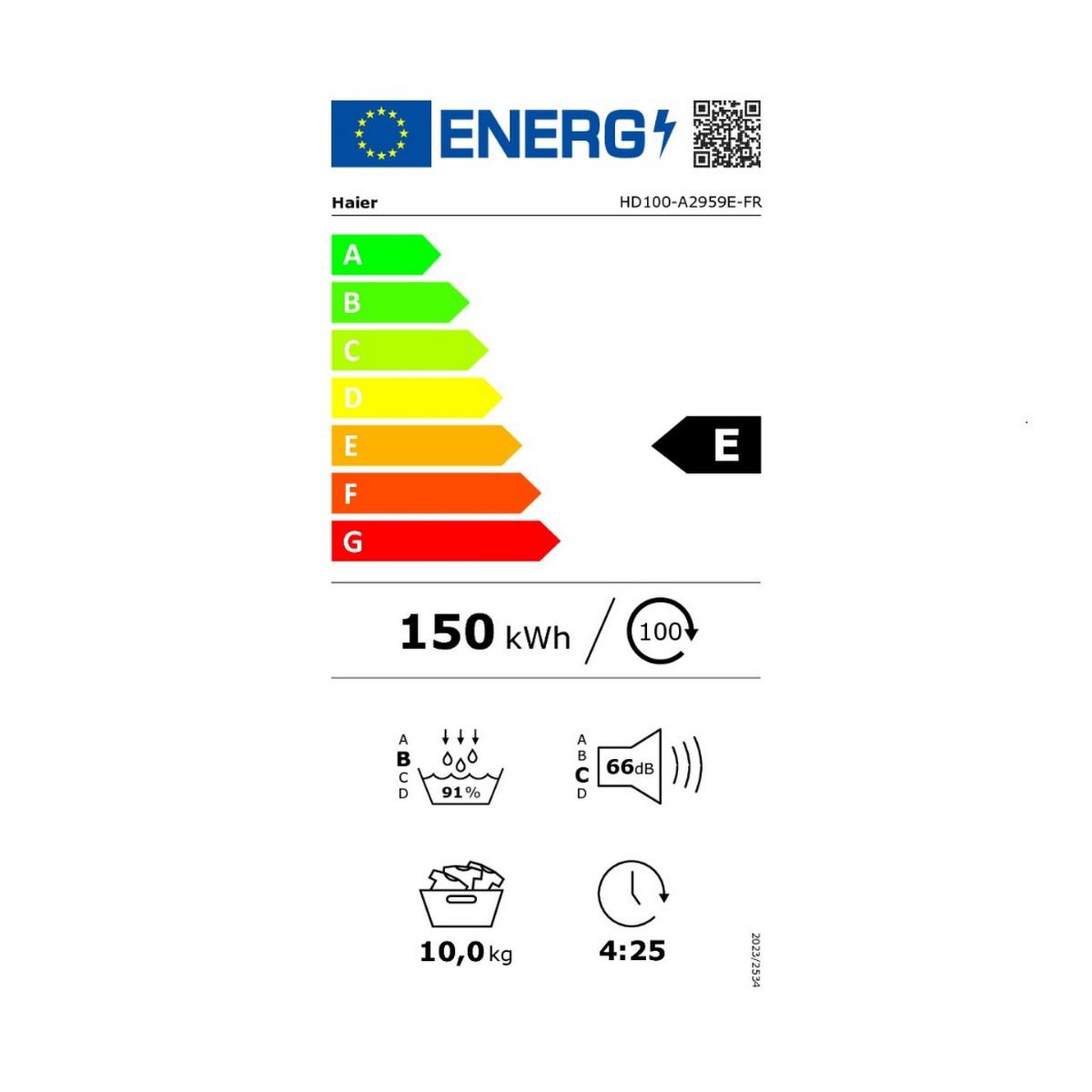 Voir la diapositive 2 : HAIER Sèche-linge pompe à chaleur 59.6cm 10kg - hd100-a2959efr