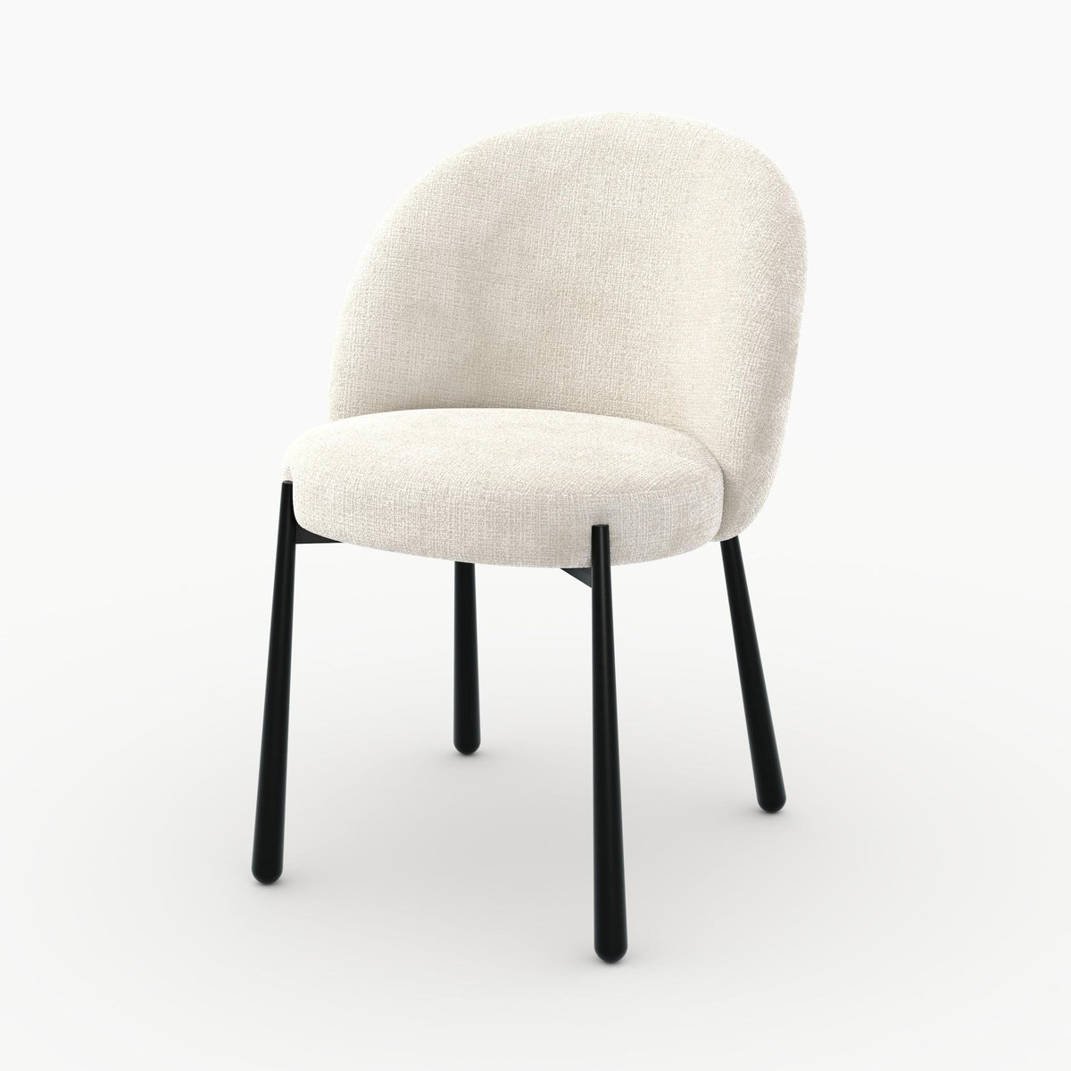 Rendez vous déco Lot de 2 chaises en velours chenillé écru et métal noir-Pulpy