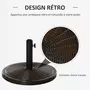 OUTSUNNY Pied de parasol rond base de lestage Ø 48 x 34 cm résine imitation rotin poids net 14 Kg noir bronze