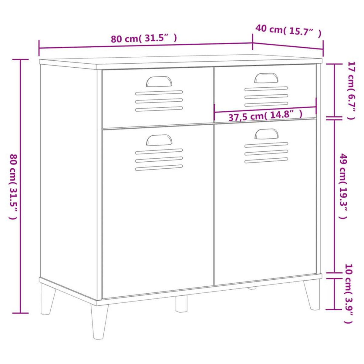 VIDAXL Buffet VIKEN noir 80x40x80 cm bois d'ingenierie