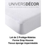 COTON PUR Lot de 2 Protèges matelas imperméable, absorbant et anti-acariens 140 x 190 cm