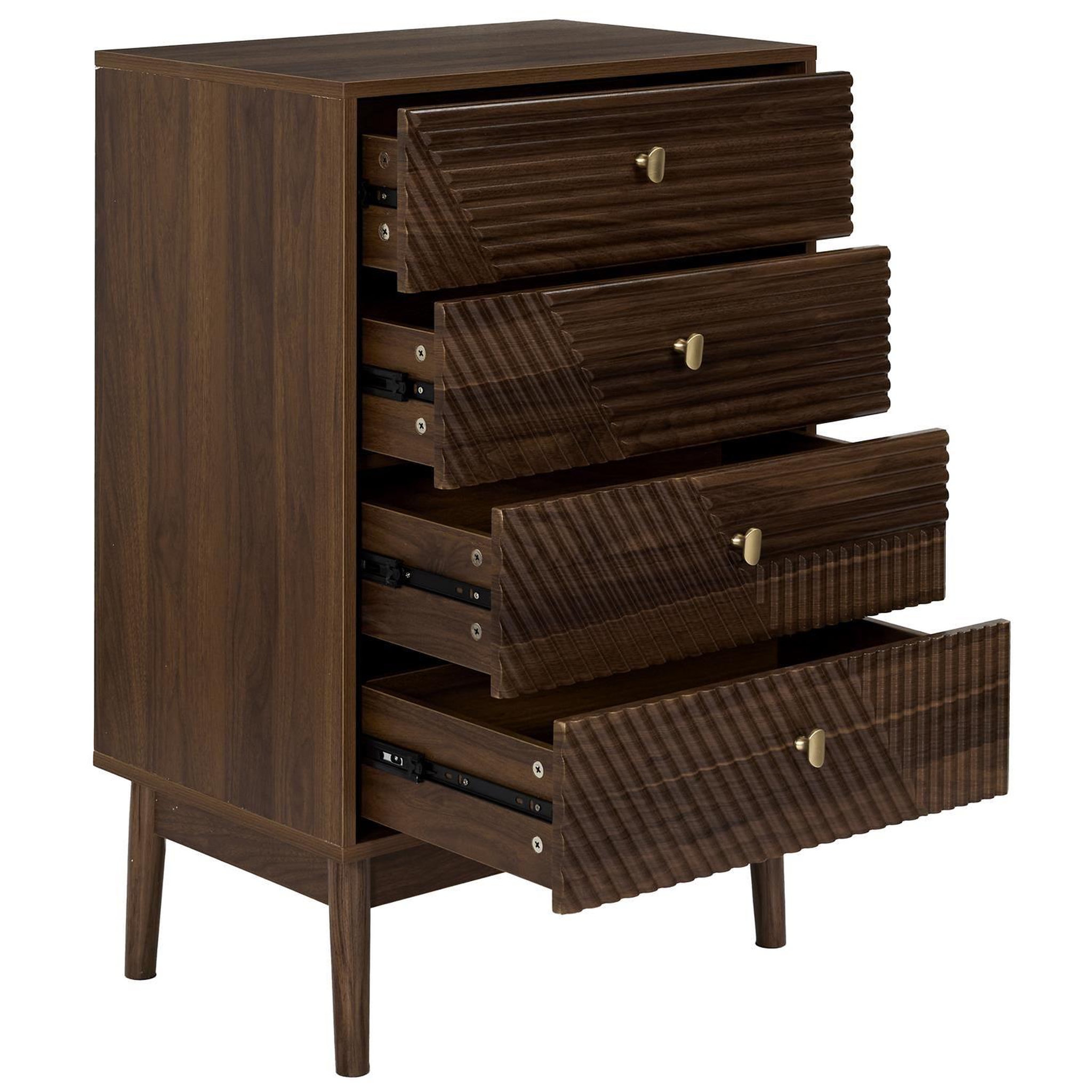 Voir la diapositive 4 : The Home Deco Factory Commode 4 tiroirs effet noyer tiffany - marron