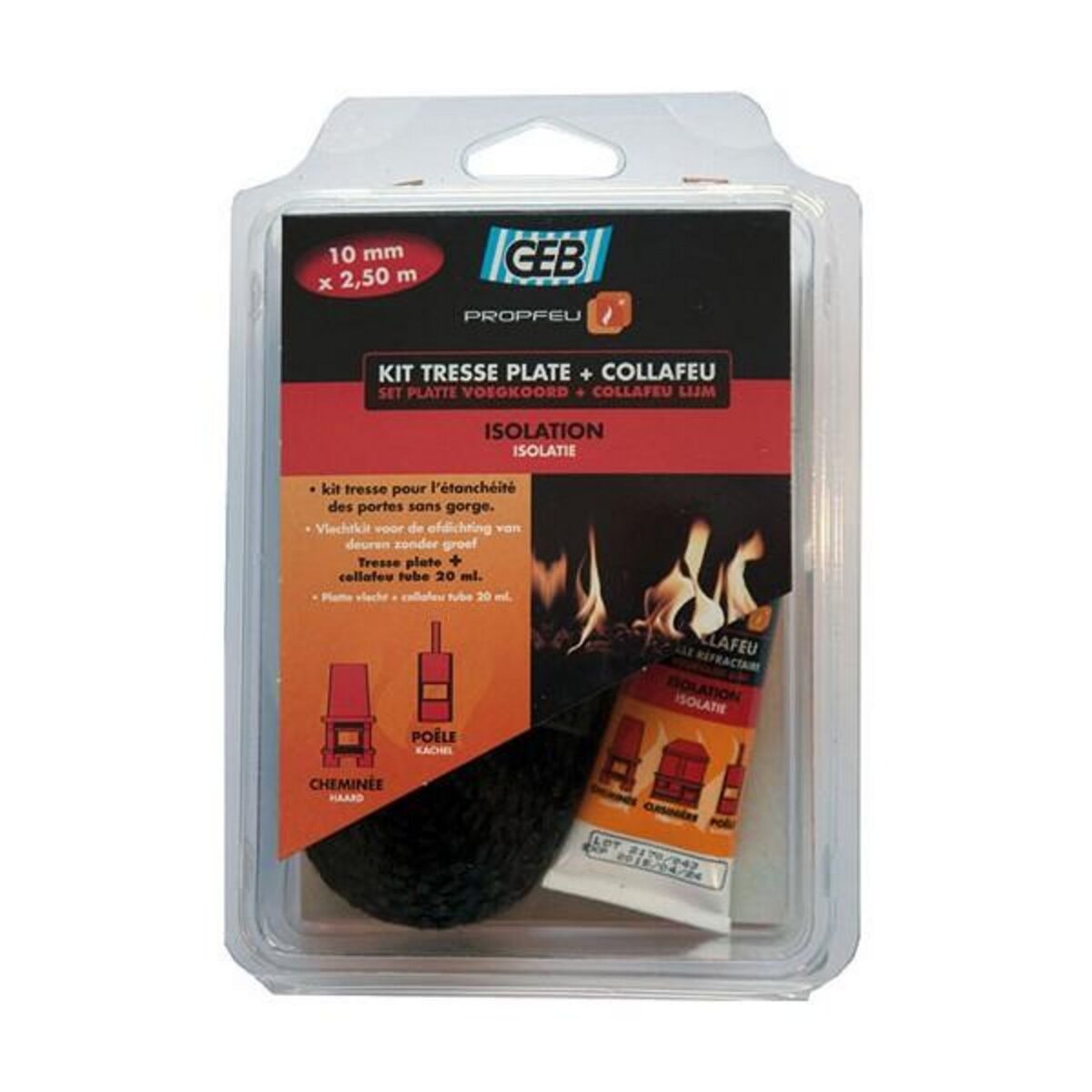 Geb Kit tresse en fibre verre plate 10mmx2.5m + collafeu - 821593