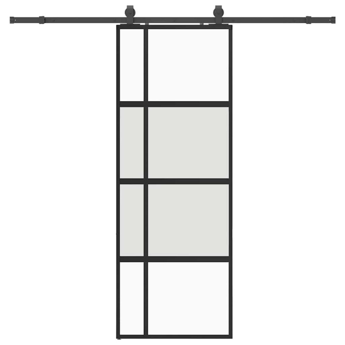 VIDAXL Porte coulissante kit quincaillerie noir 76x205 cm verre trempe