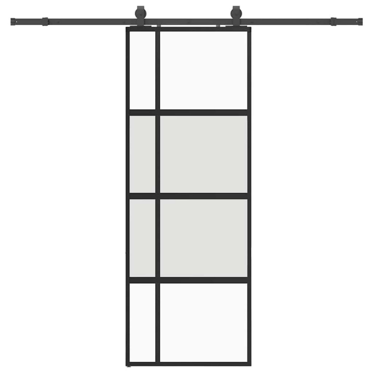 VIDAXL Porte coulissante kit quincaillerie noir 76x205 cm verre trempe