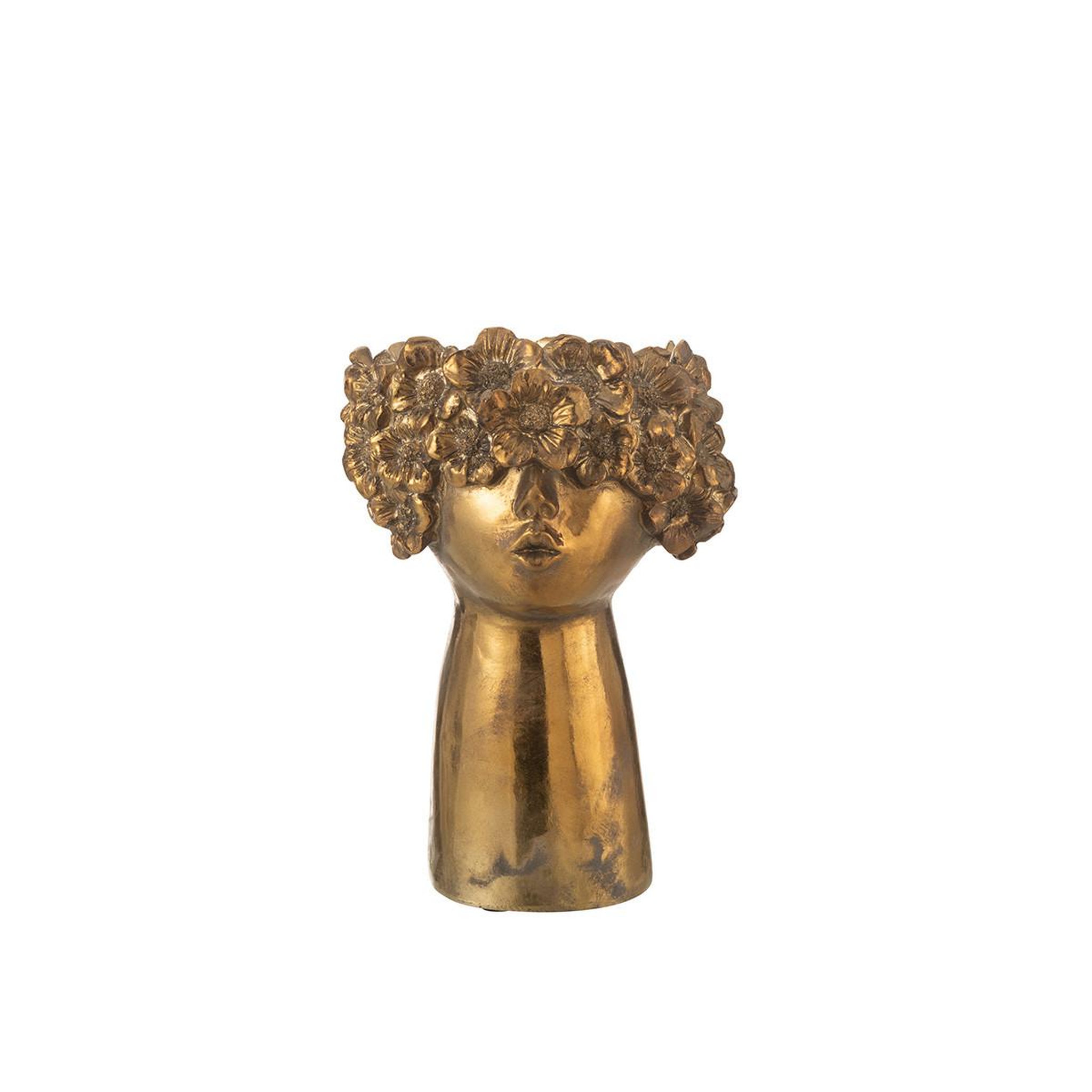 Voir la diapositive 3 : J-LINE Cache-pot design visage  nebu  27cm or