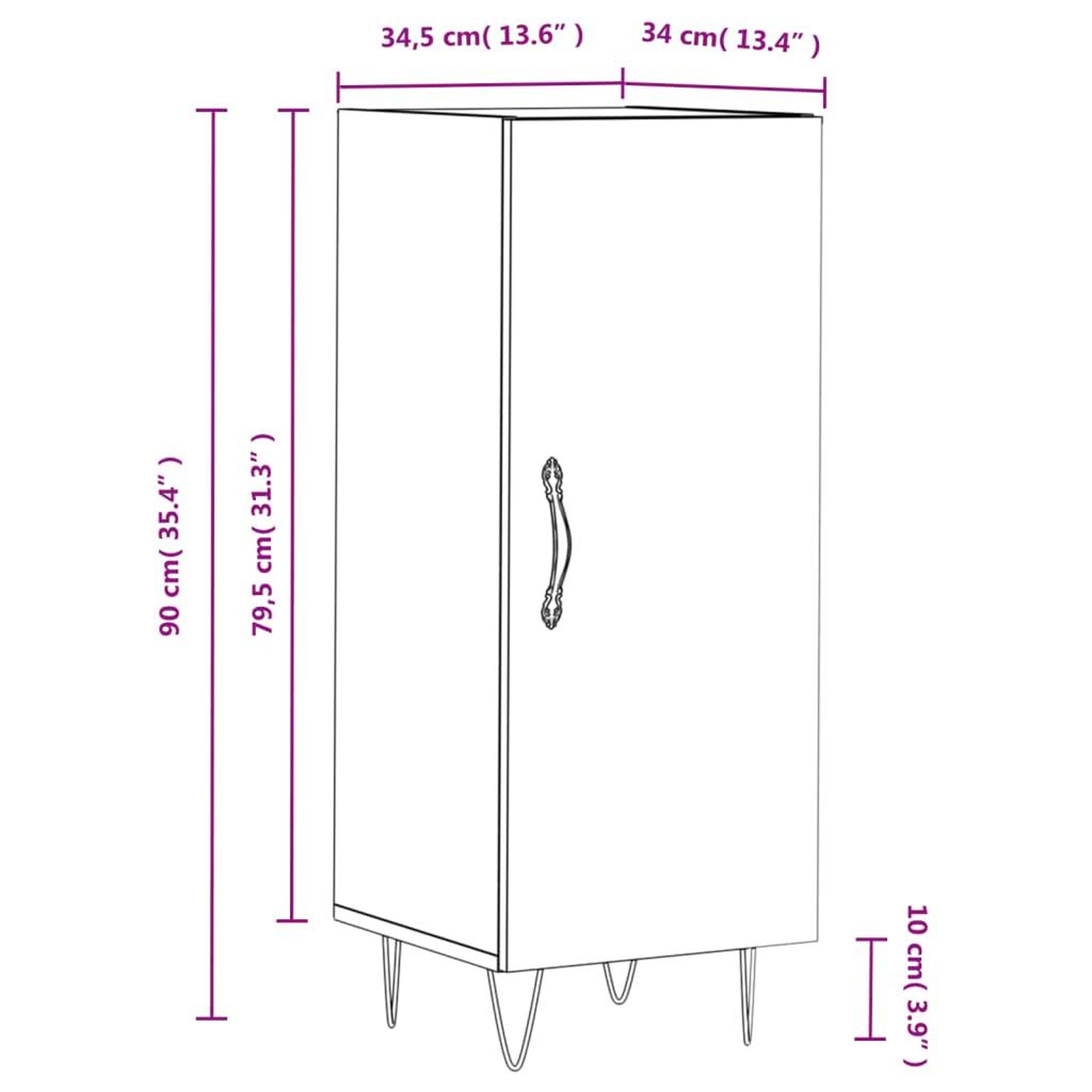Voir la diapositive 6 : VIDAXL Buffet Sonoma gris 34,5x34x90 cm Bois d'ingenierie