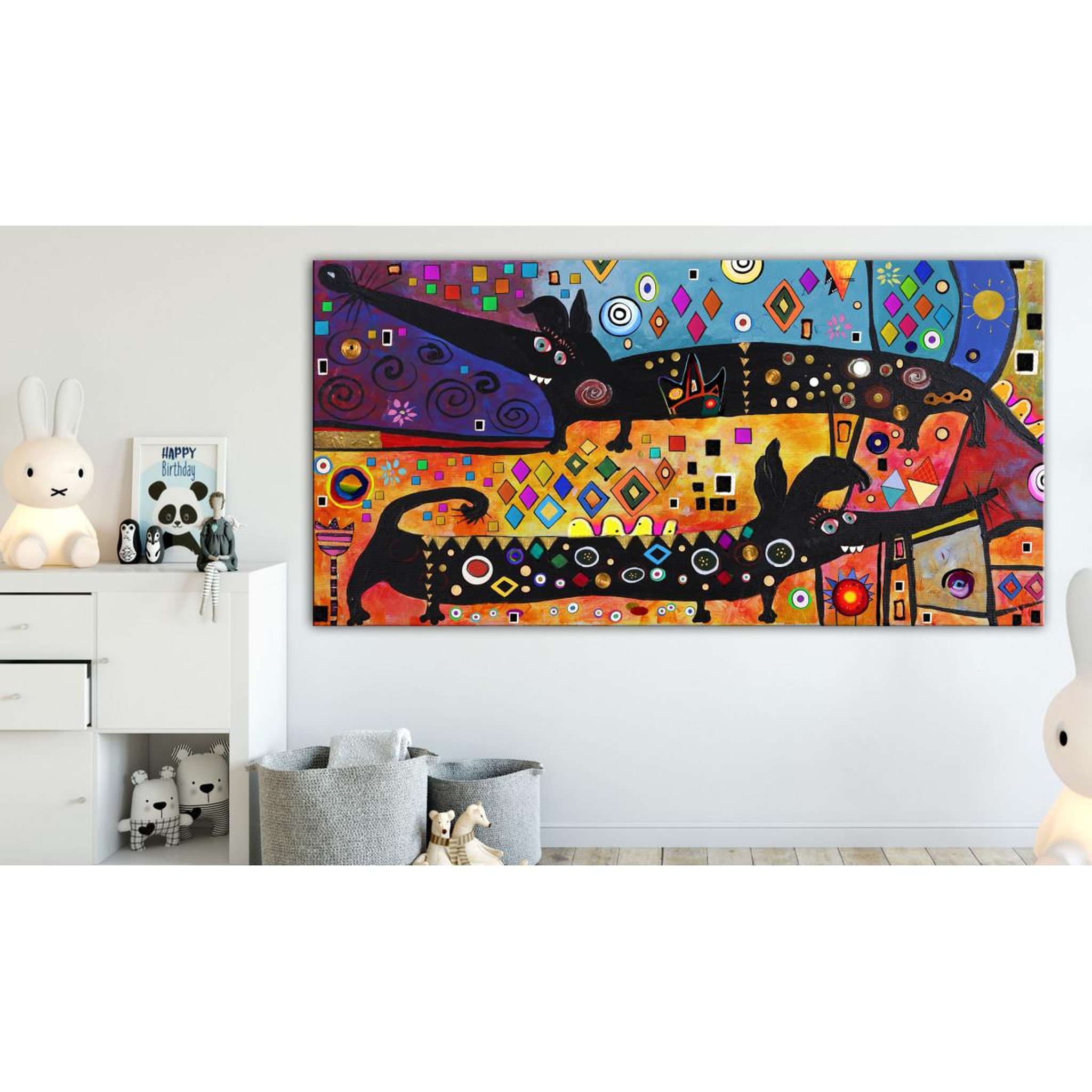 Voir la diapositive 2 : Paris Prix Tableau Imprimé  Extravagant Dogs Wide