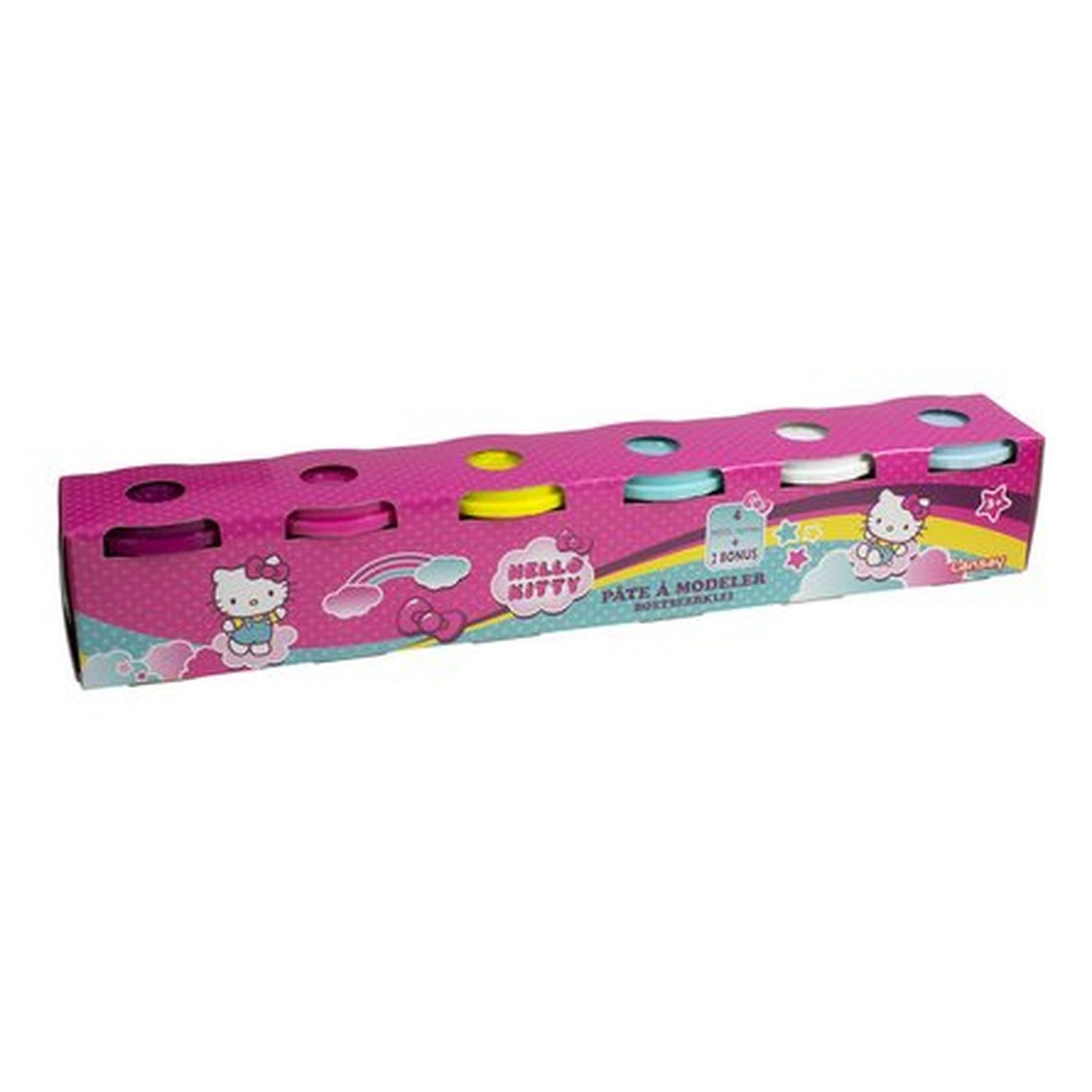 Voir la diapositive 2 : LANSAY 4 + 2 Pots de Pâte à modeler Hello Kitty 