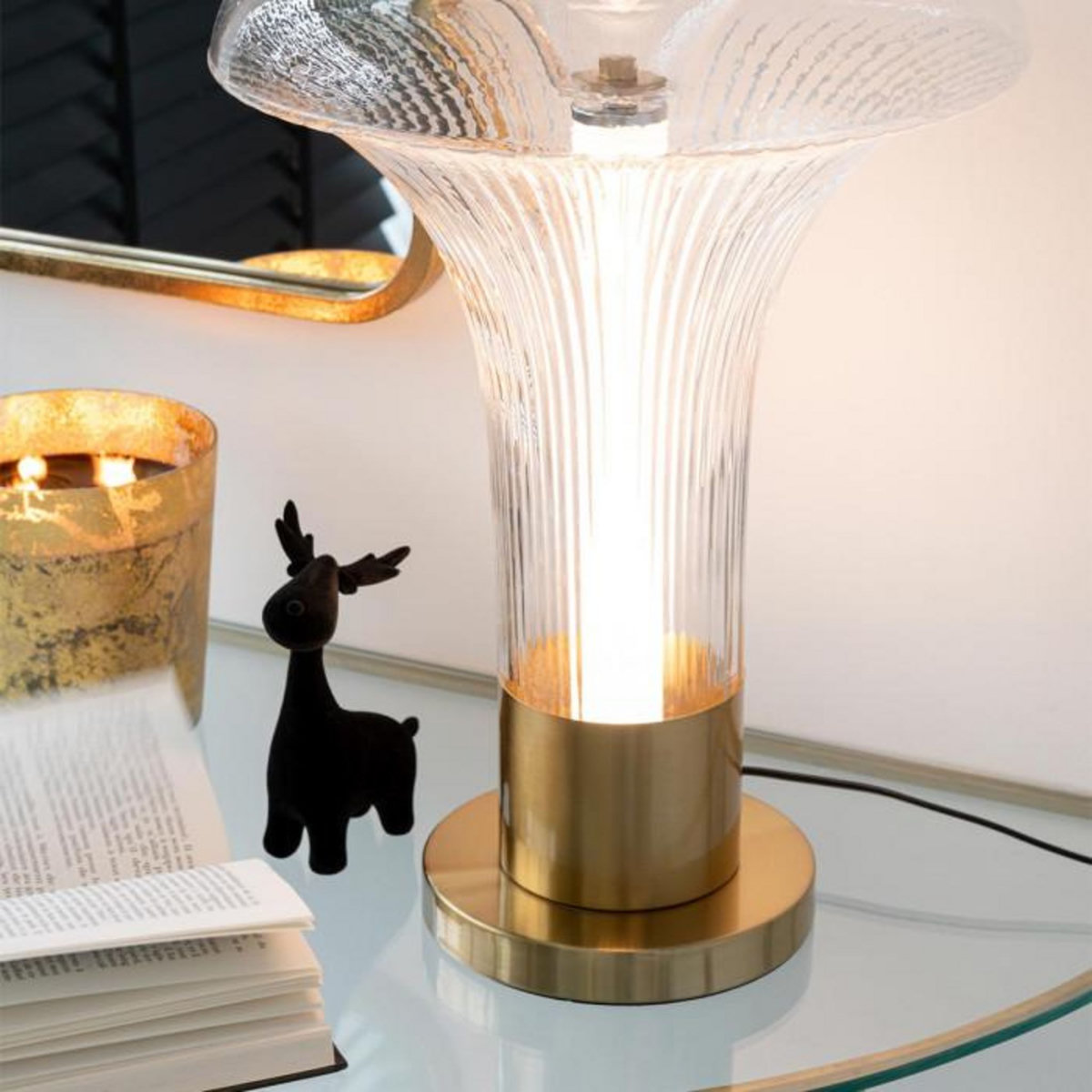 Paris Prix Lot de 3 Cerfs Déco  Velours  25cm Noir