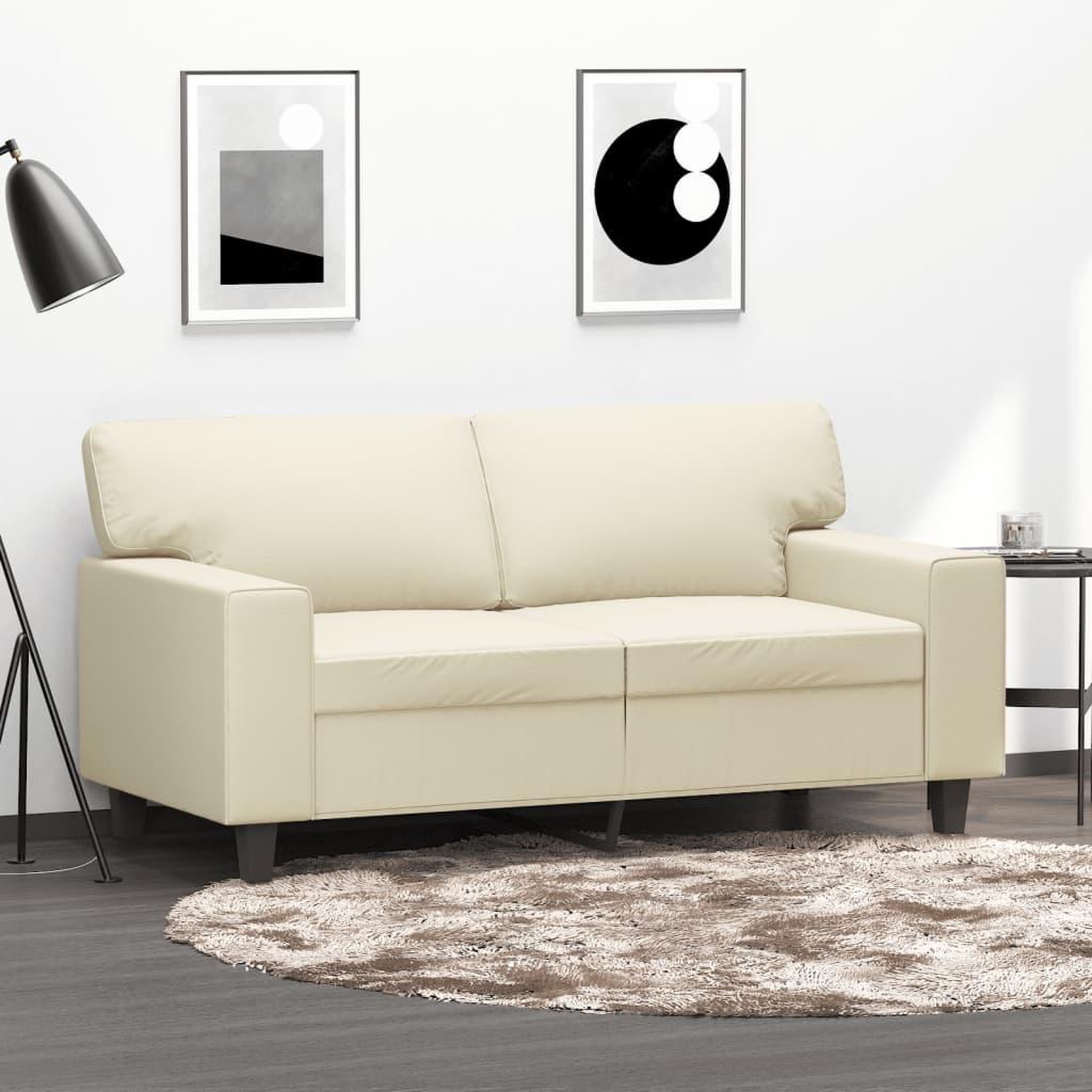 VIDAXL Canape a 2 places Creme 120 cm Similicuir