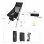 KINGCAMP Chaise de camping pliable avec grand dossier - Kingcamp - Noir - Sac de transport inclus