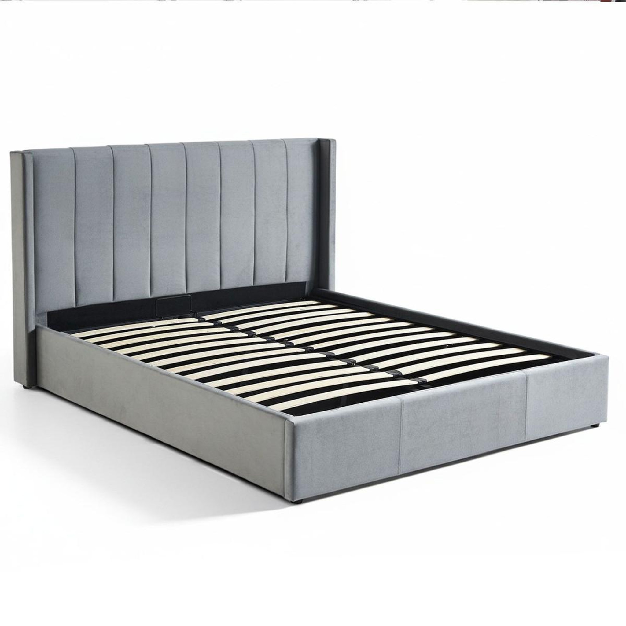 Voir la diapositive 2 : Paris Prix Pack lit coffre en velours & matelas  maggie & goodream  180x200cm gris