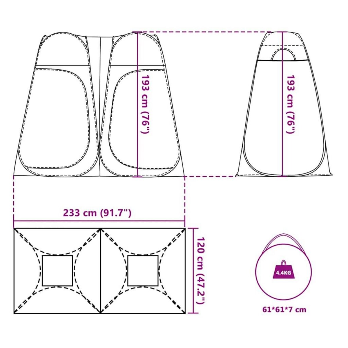 VIDAXL Tente d'intimite vert escamotable impermeable