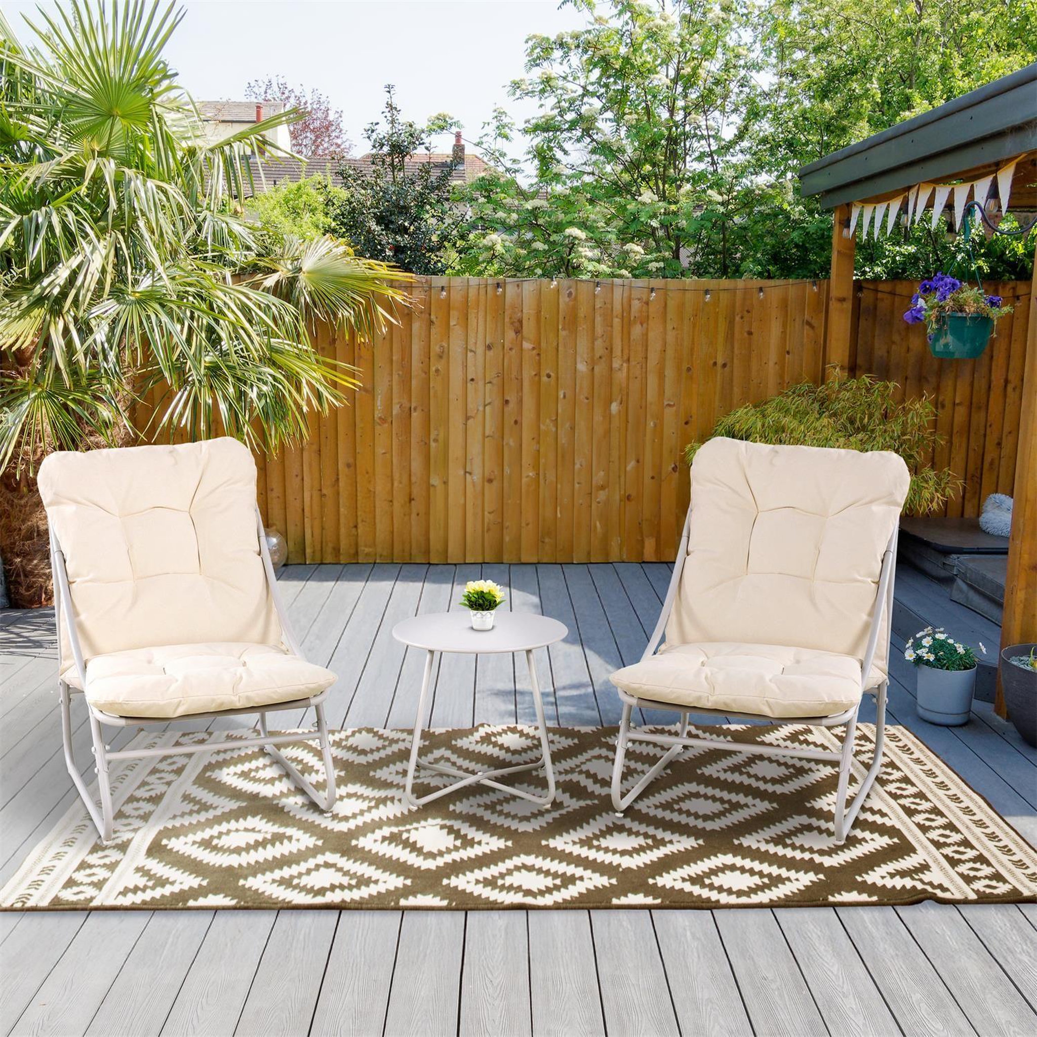 Voir la diapositive 5 : The Home Deco Factory Salon de jardin en acier 2 places antibes - beige