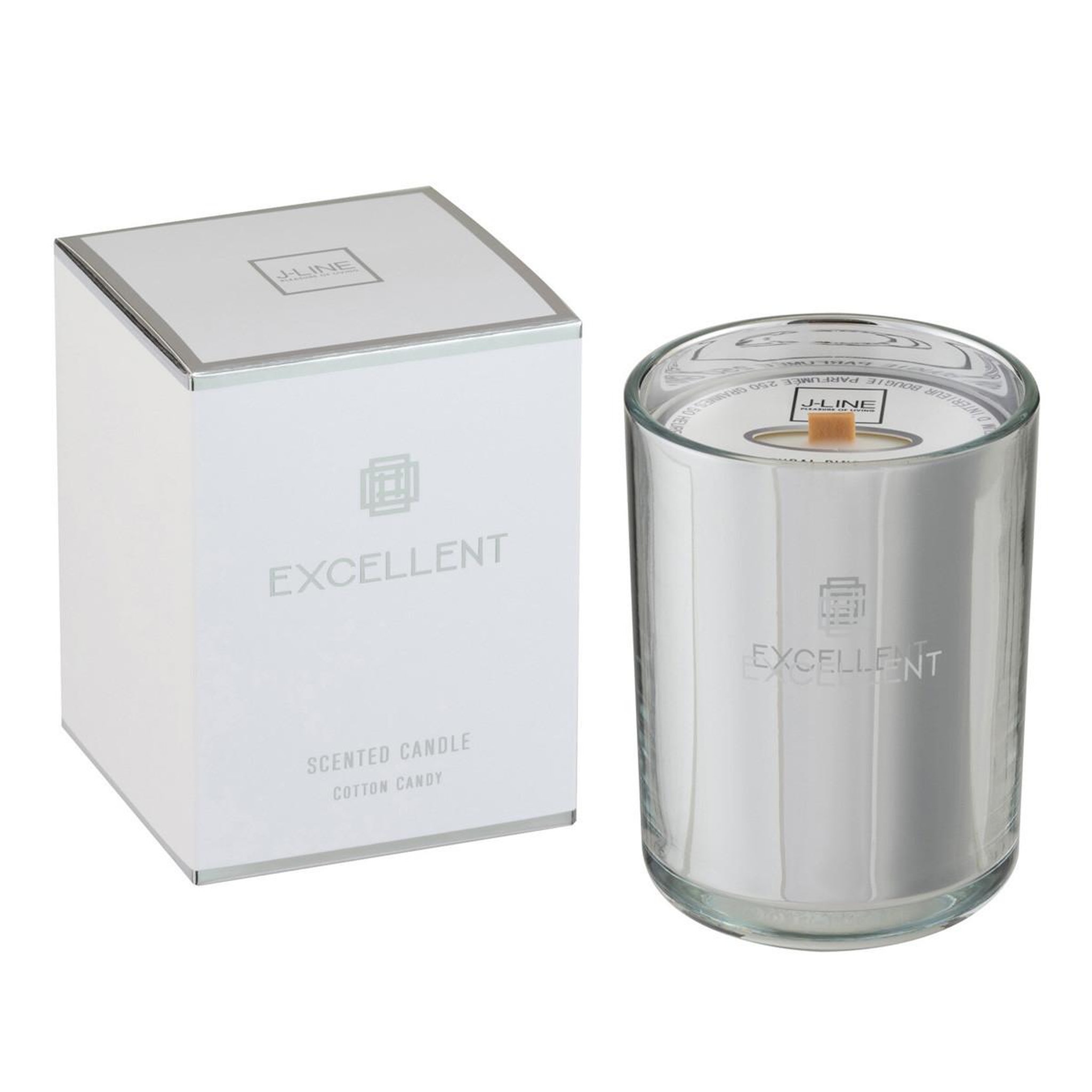 J-LINE Bougie Parfumée en Verre  Excellent  12cm Cotton Candy