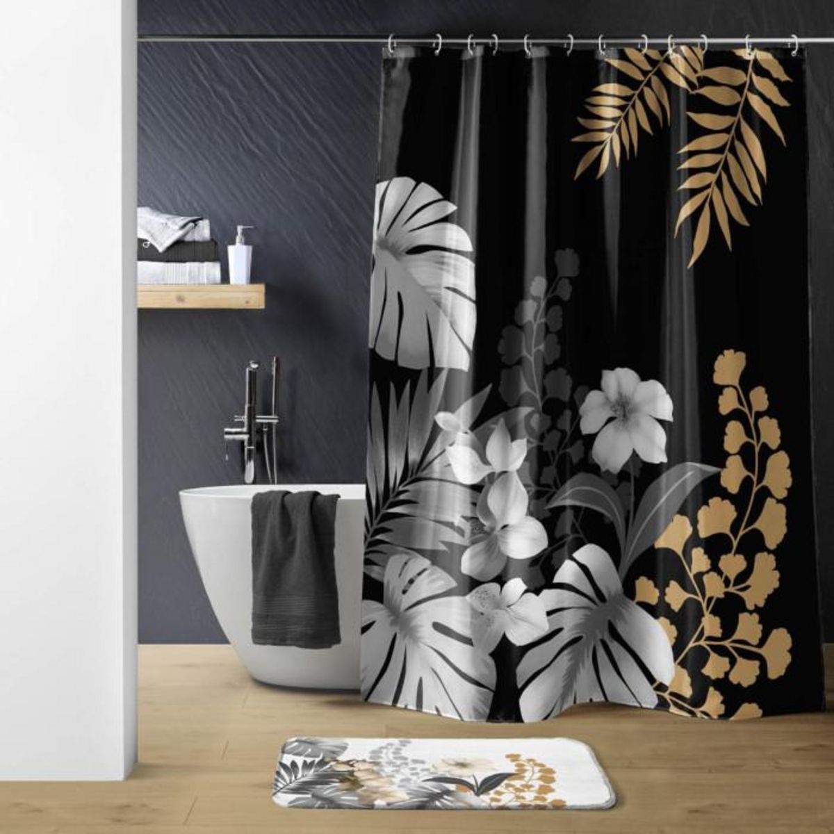 Paris Prix Rideau de Douche  Kelly  180x200cm Noir