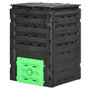 Voir la diapositive 5 : OUTSUNNY Composteur de jardin 450L 80 aérations 2 trappes coulissantes toit ouvrant noir vert