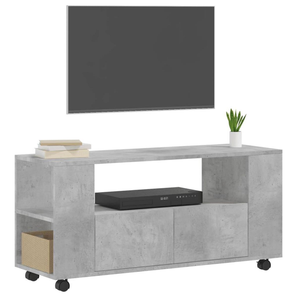 VIDAXL Meuble TV gris beton 102x34,5x43 cm bois d'ingenierie