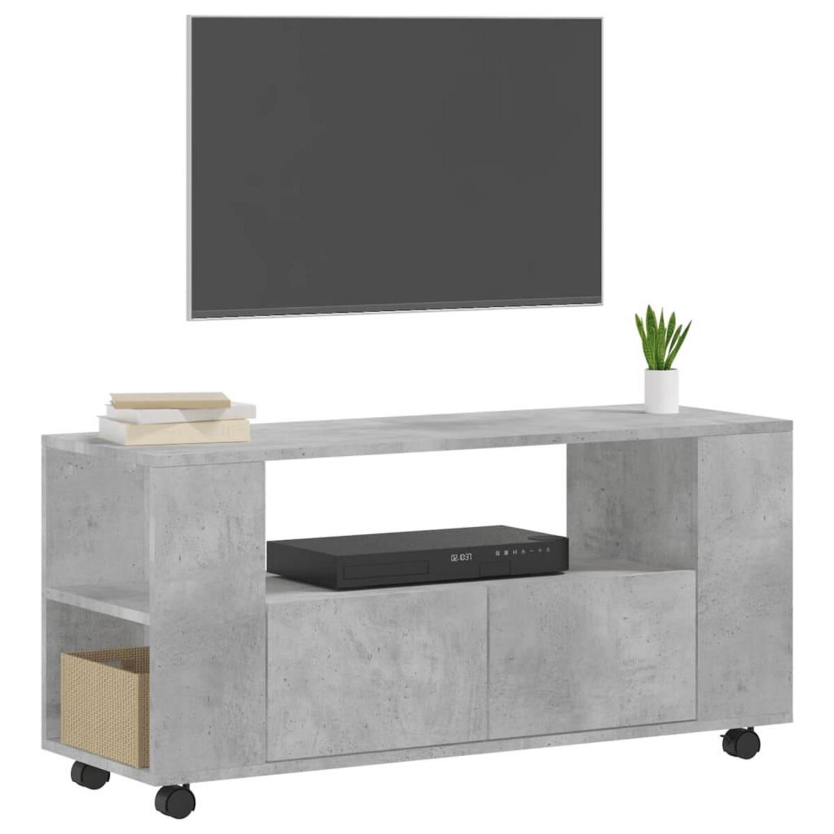VIDAXL Meuble TV gris beton 102x34,5x43 cm bois d'ingenierie