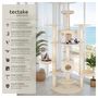 Voir la diapositive 2 : tectake Arbre à chat 201 cm avec griffoir et plateforme d'escalade beige/blanc