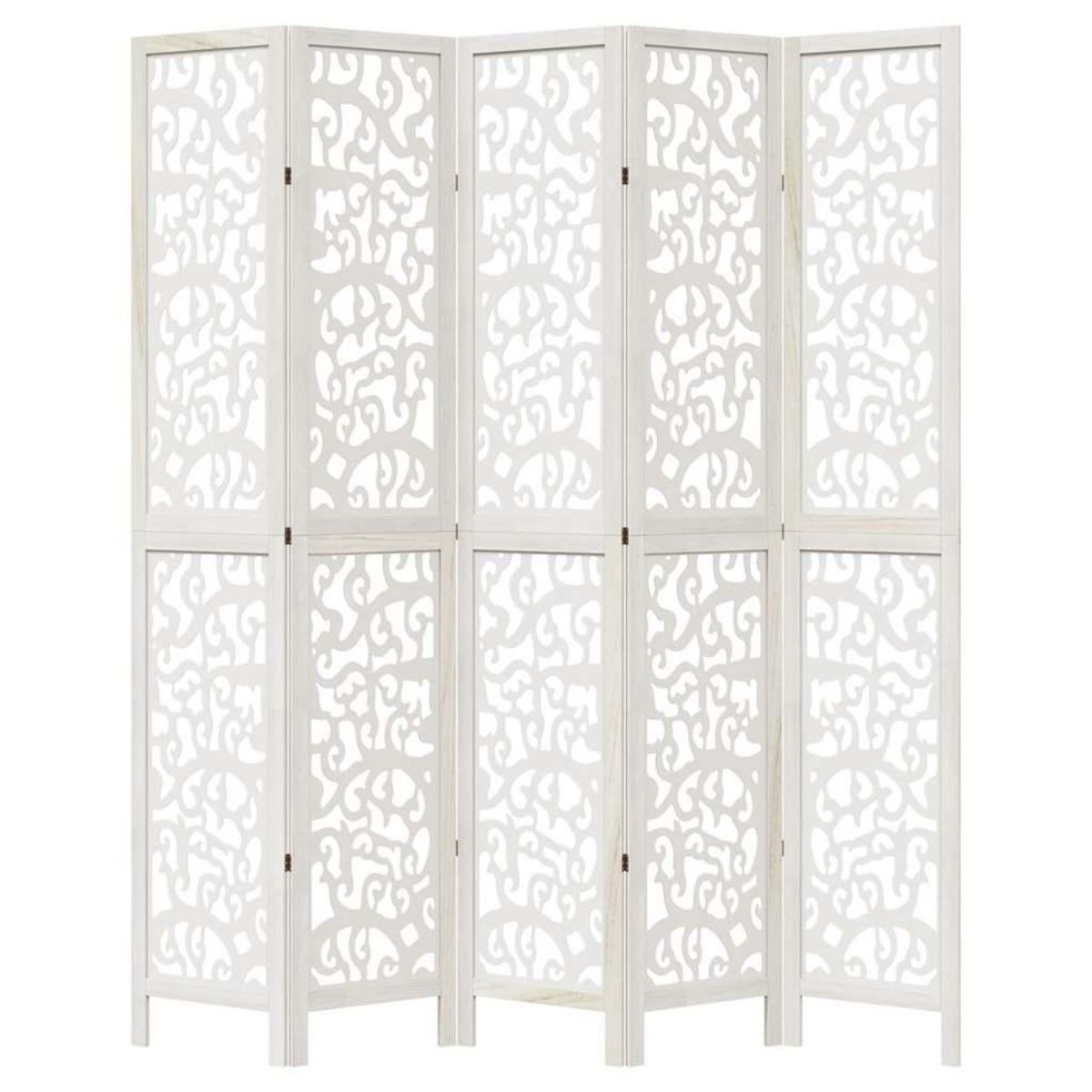 VIDAXL Cloison de separation 5 panneaux blanc bois de paulownia massif