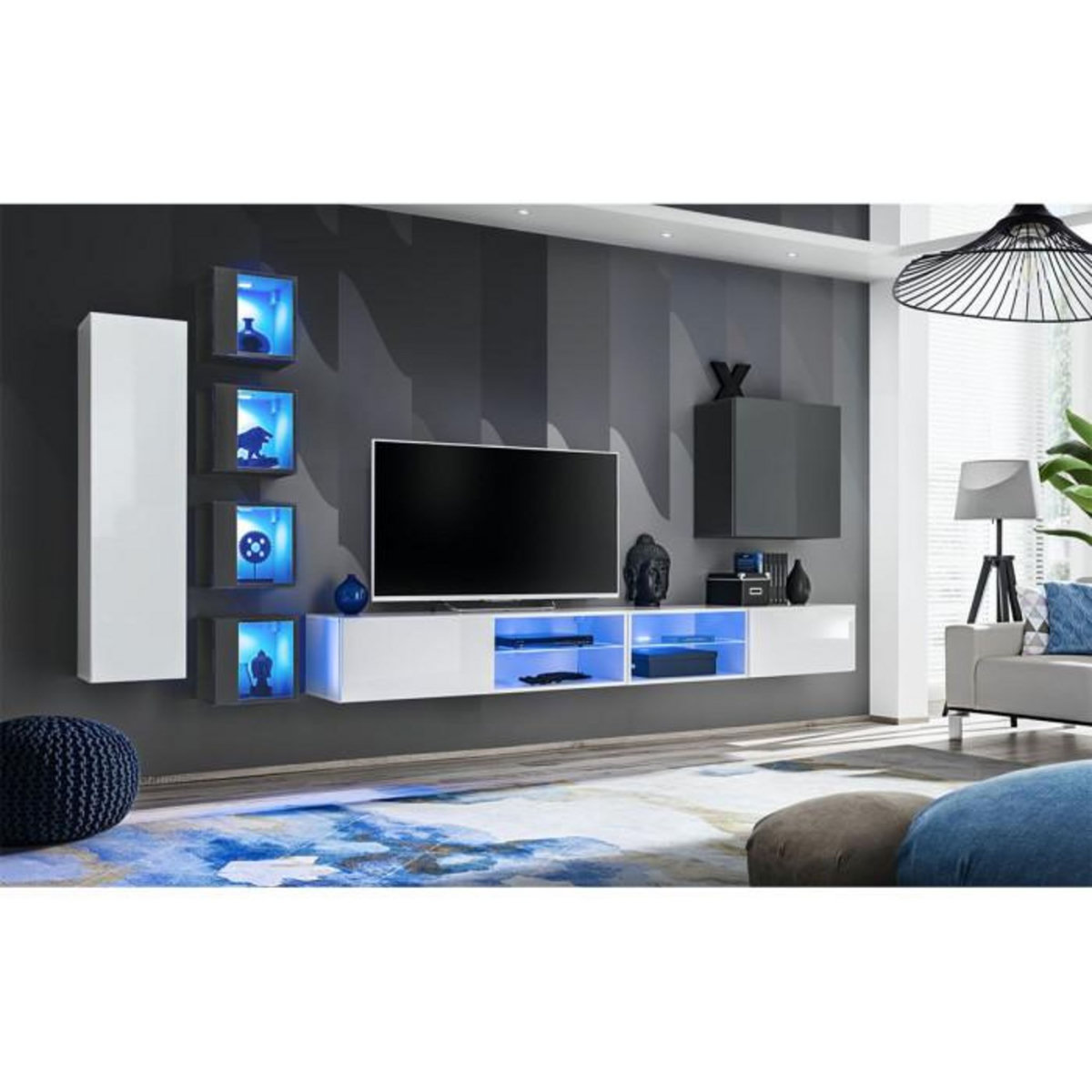 Paris Prix Ensemble Meuble TV  Switch XXVI  320cm Blanc & Gris