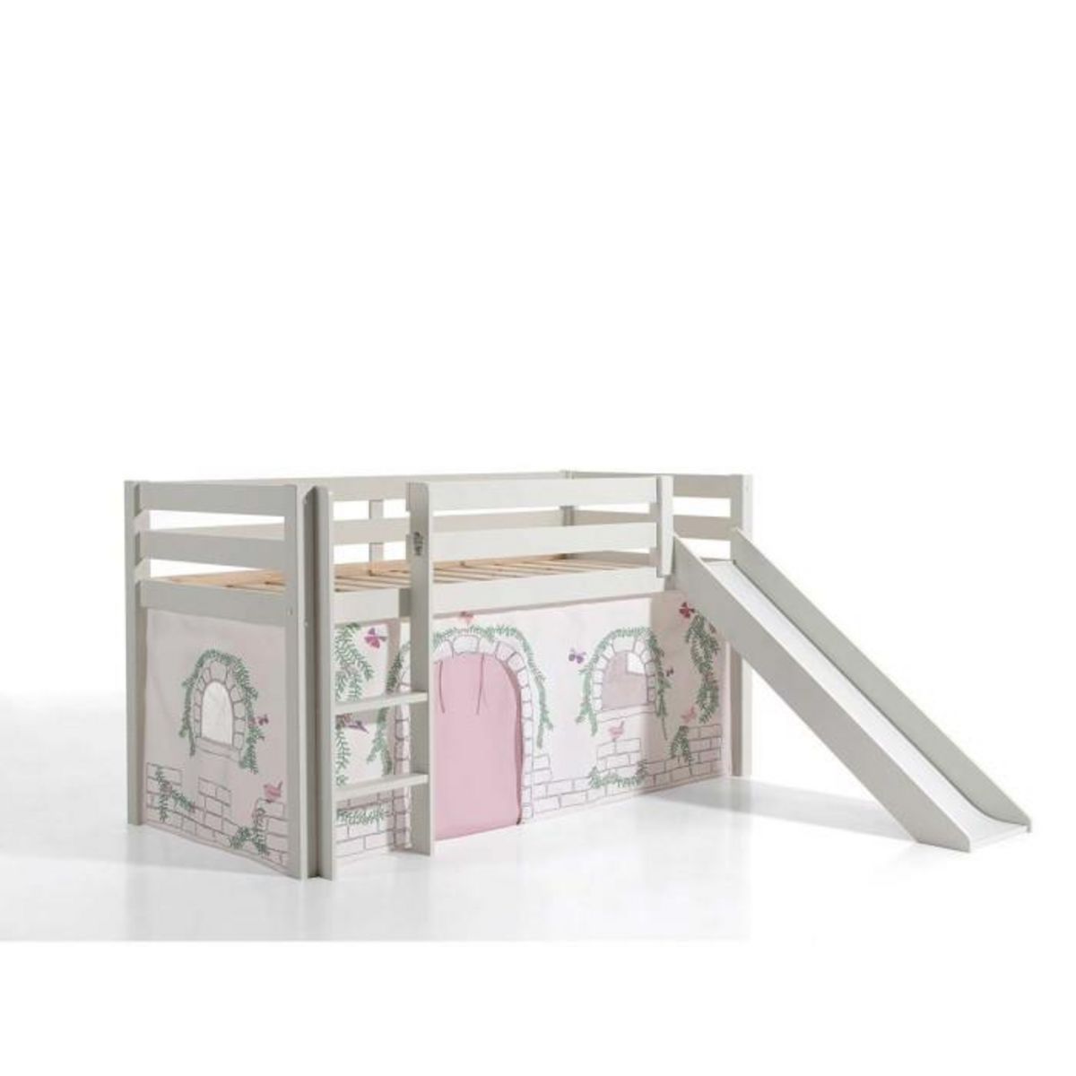 Paris Prix Pack - Lit Enfant Toboggan & Tente  Pino Birdy  90x200cm Blanc