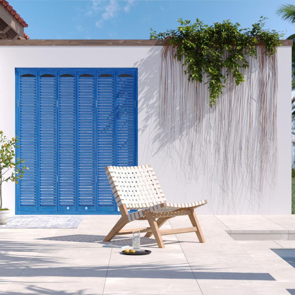 Rendez vous déco Fauteuil de jardin en teck et sangles en tissu noir - Tao